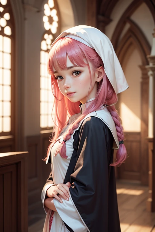solo front 10women in their s saint pink hair White vestments smile Medieval churches