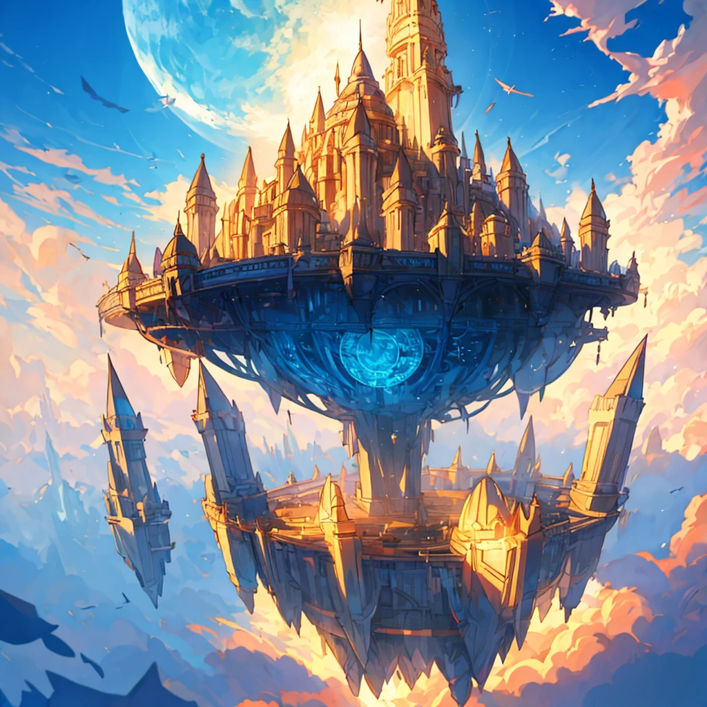 highest clarity, perfect lighting, clear focus, 16k, best quality, masterpiece, Far view，（The most distant view：2），（Panorama：1.5），（long distance top view：1.3），

（Fantasy style：1.2），（Middle Ages：2），（The city floats in the sky），Futuristic architectural art，（black architectural style：1.3），

（light is gloomy：1.3），magnificent, spectacular, huge

（Magic Tower：2），（magic circle）,（huge magic circle）,（Magic Halo），（obelisk community：2）, （flying ark city：1.3 ）,（Floating air city：1.3），Magic City，

Rendering of building with minaret roof and sky background, 