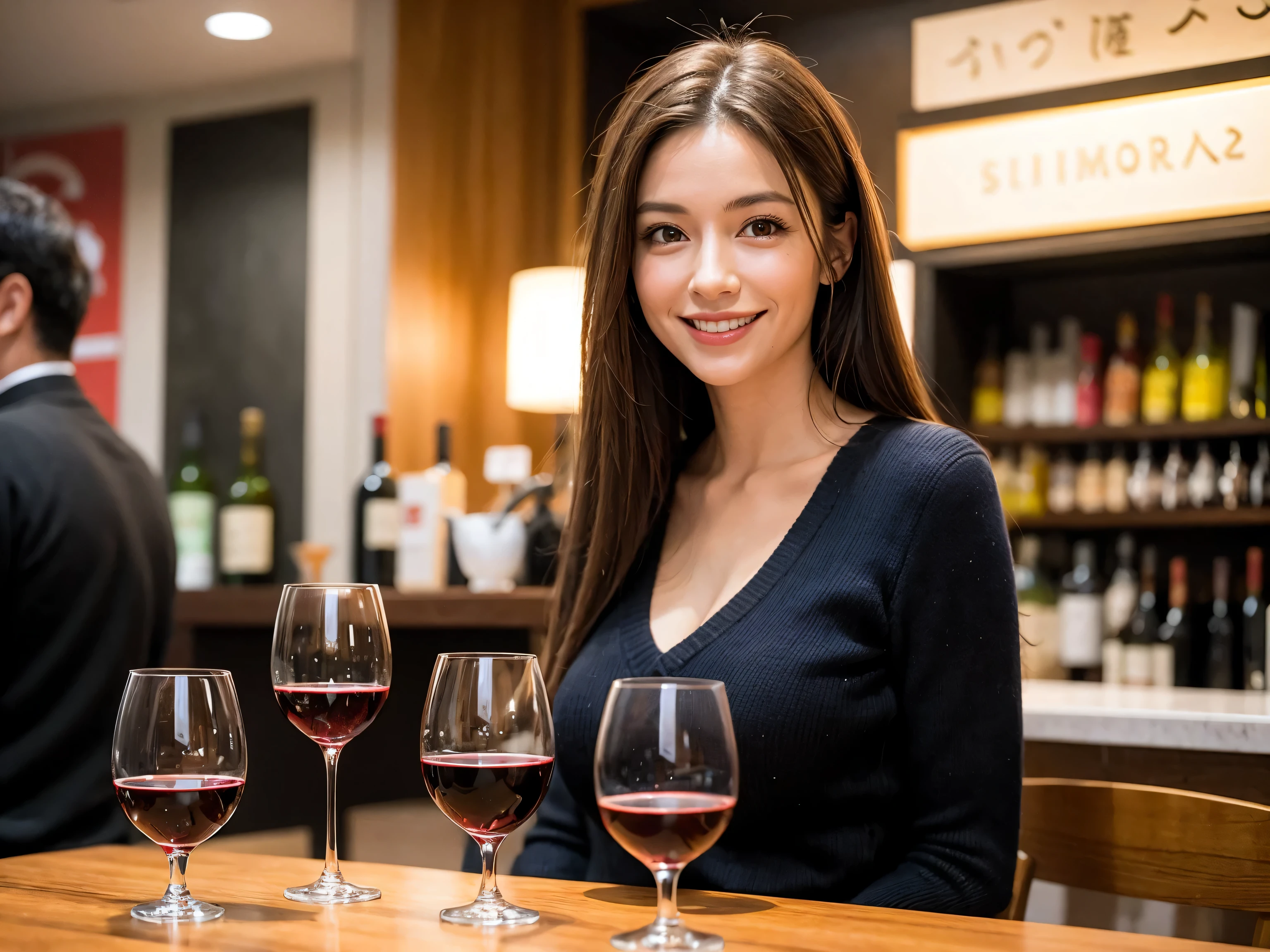 (including 64k, nffsw, highest quality, table top: 1.2), (realistic, realistic: 1.37), pretty woman 1, (slimフェイス), (slimボティ), (brown hair), (shortcut), Colombia、Brazilian、Japanese、Dutch、American、french、Spaniard、Italian、Indian、cheeks blush a little, (40 years old), 38 years old, alone, 窓の外には美しく緻密なnight景が広がります......., restaurant, wine glassに座って, nightに, in a prominent place (from the Upper body) nova frog style, actress, model, Upper body, White wine, slim, wine glass, とてもきれいなnight景, 真ん中に置かれたwine glass, smile, (smile: 1.15), beautiful and detailed eyes, Upper body, bust japan up, night, short, short, actress, model, Upper body, White wine, slim, wine glass, とてもきれいなnight景, 真ん中に置かれたwine glass, smile,