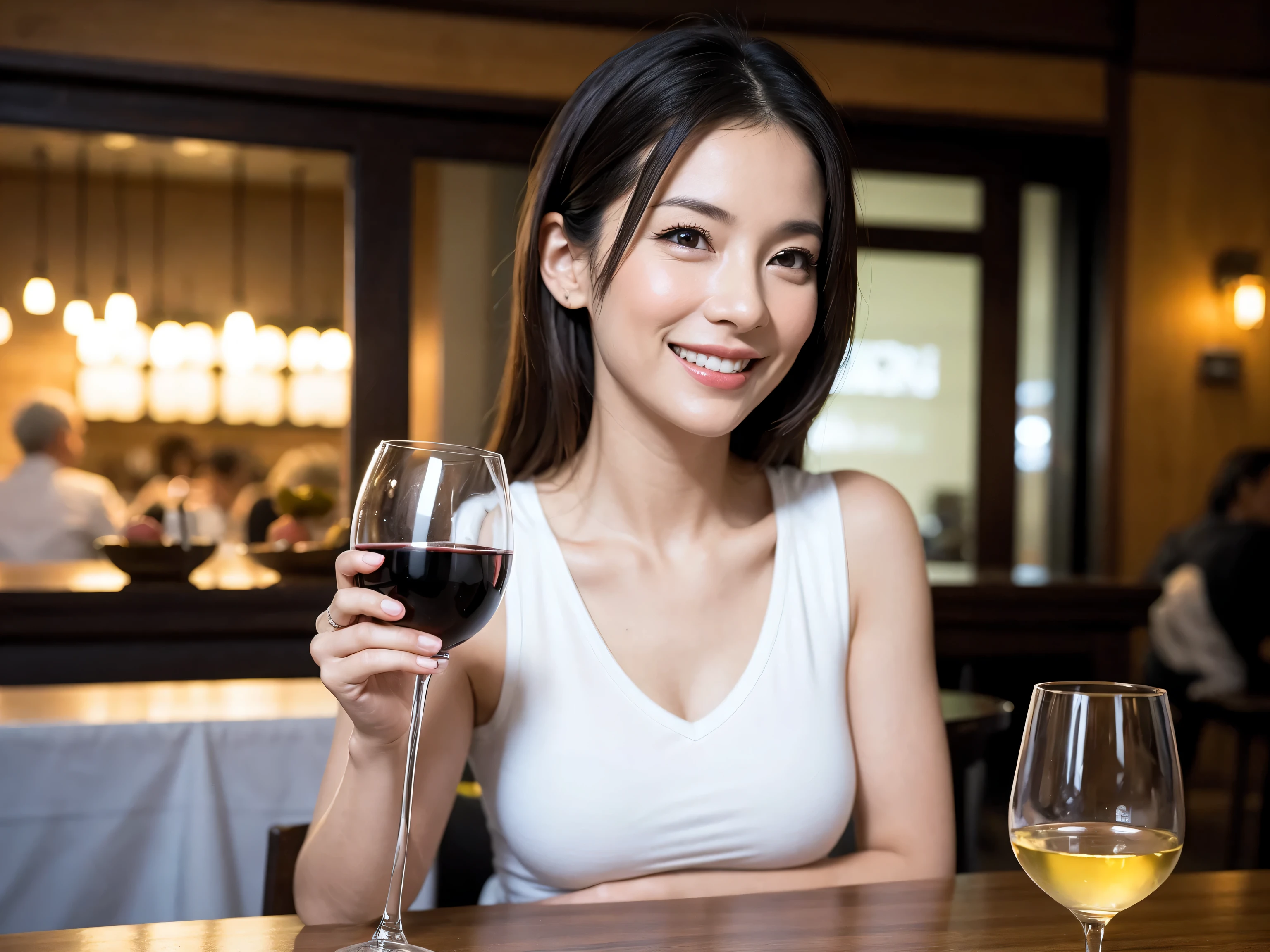 Contains k, nffsw, highest quality, table top: 1.2), (realistic, realistic: 1.37), Colombia、Brazilian、Japanese、Dutch、American、french、Spaniard、Italian、Indian、pretty woman 1, (slimフェイス), (because I'thin), (brown hair), (shortcut), cheeks blush a little, (40 years old), 38 years old, alone, 窓の外には美しく緻密なnight景が広がります...., restaurant, wine glassに座って, nightに, in a prominent place (from the Upper body) nova frog style, actress, model, Upper body, White wine, slim, wine glass, とてもきれいなnight景, 真ん中に置かれたwine glass, smile, (smile: 1.15), beautiful and detailed eyes, Upper body, bust japan up, night, short, short, actress, model, Upper body, White wine, slim, wine glass, とてもきれいなnight景, 真ん中に置かれたwine glass, smile,
