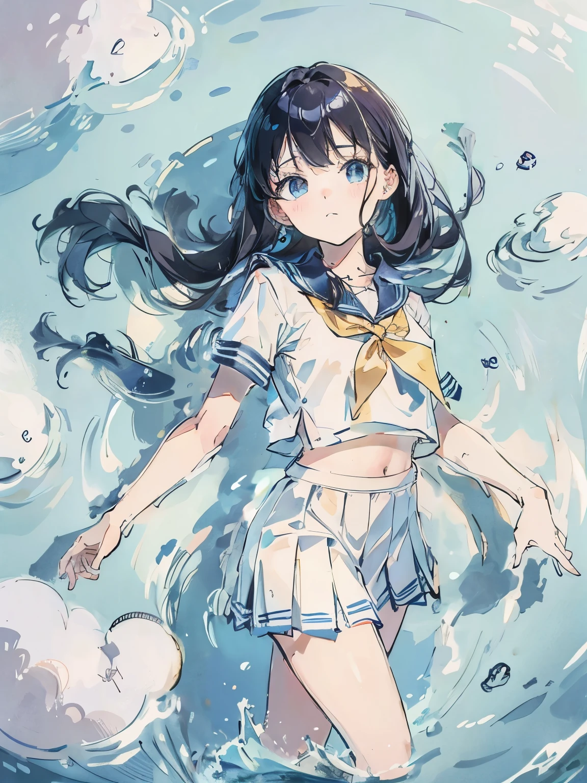 Girl with an erotic face、Panting、Sperm on your face、She is wearing a sexy open sailor uniform.、Sexy body