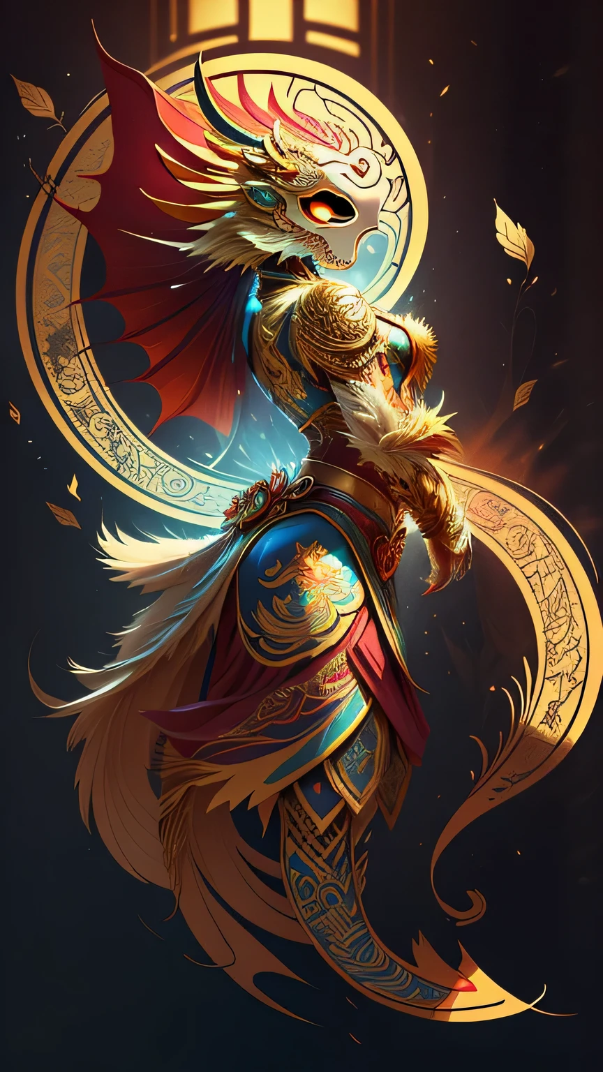 A captivating year of the dragon good luck logo, Reflecting the mysterious and auspicious nature of the dragon, Heraldic silhouette depicted against vibrant background, colorful. The shape of the dragon is very detailed, Its scales sparkle with golden luster, Evokes a sense of power, luck, and prosperity. the design pays homage to the 12 animals of the chinese zodiac, Showcasing the seamless fusion of traditional and modern aesthetics.
Dan Mumford and other artists, Greg Rutkoski, and James Jean inspired by this concept,Made a stunning logo mask. These designs often feature high-level