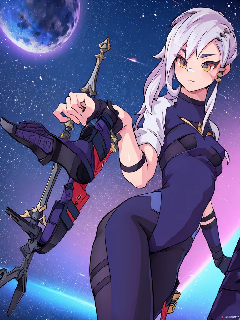 Erisa, tight pants, sportswear, butt, seductive, thick thighs, night sky view, realistic, best quality, masterpiece, ultra detail, ultra high res