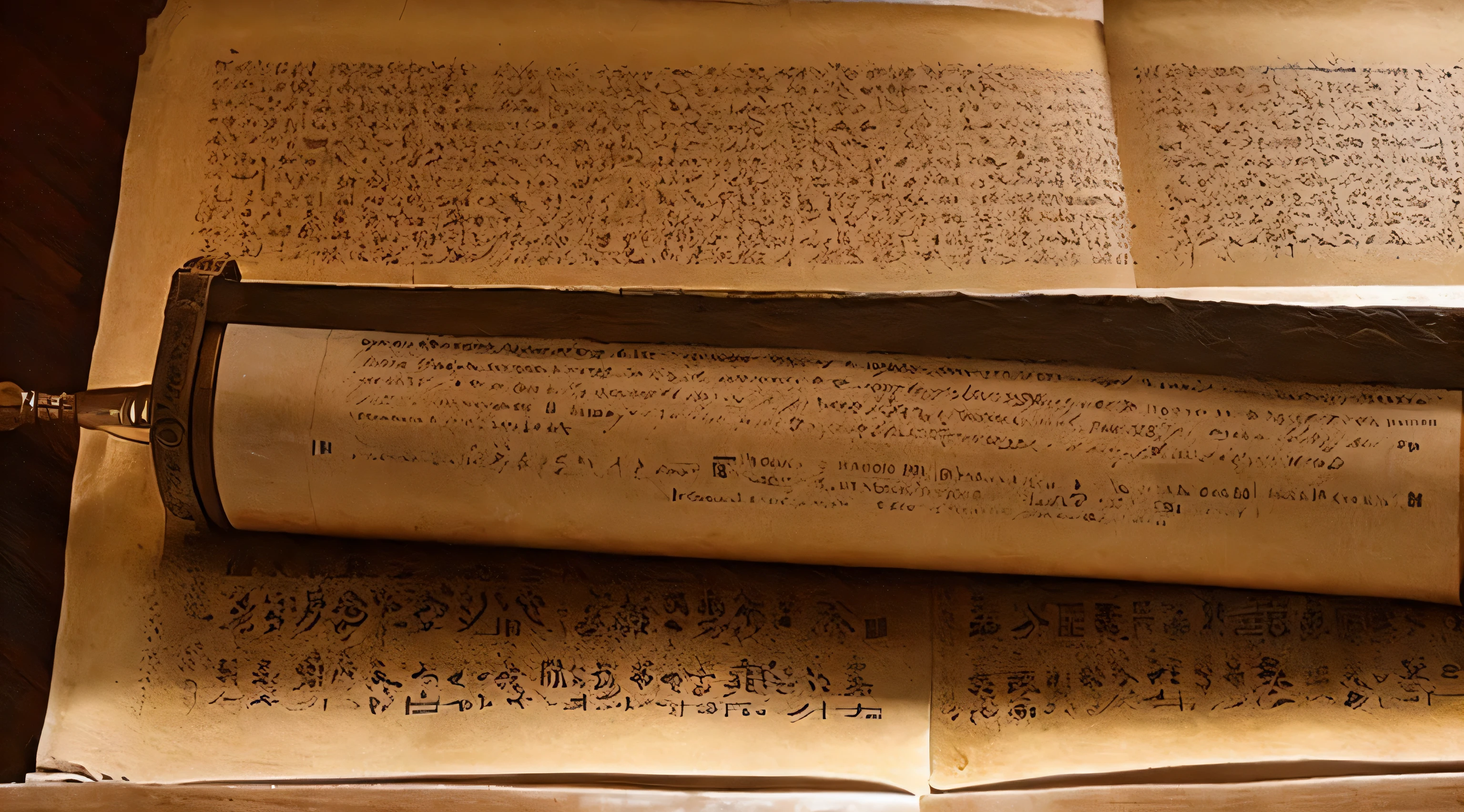 Ancient Israel、1st century、(((old scroll with hebrew written on it)))、(((open scroll)))、(((bible manuscripts)))、In 8K、Live shooting、highest quality、masterpiece:1.5、ultra-lightweighthigh-resolution、photogenuineistic:1.5、cinematic light、soft volume lighting:1.5、genuine、photogenuineistic:1、be familiar withな皮膚、professional lighting、photograph、sharp focus、be familiar with、professional lighting、photon mapping、be familiar withで複雑な環境、非常にbe familiar with、highest quality、美術的なphotograph、photogenuineisticなコンセプトアート、Cinematic perfect light with soft natural volume、mid journey、be familiar withな手、