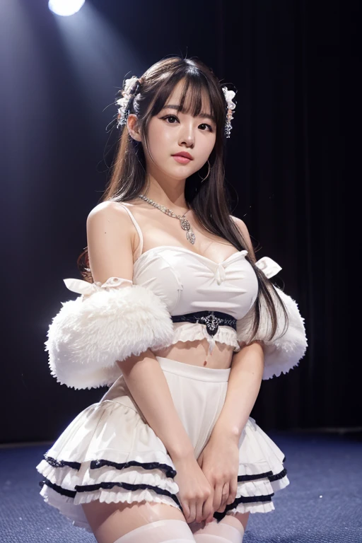 master piece、Ultra high resolution photo quality、cinematic camera work、Video of the entire stage、long shot、modern japanese strip theater、wide stage、wide seat、mature actress、Mayu Minami、long face、big droopy eyes、tear bag、thick eyebrows、flushed cheeks、familiarity、Funny Face、very beautiful Japanese female dancer、athlete、very sexy、Very long and beautiful strong arms and legs and beautiful abs、Fair skin、Her fine skin is very beautiful、Sweat、beautiful bright smile、healthy、kind、Noble、refinement、kind、mild、raise one leg、active pose、yoga、gorgeous beautiful dress、Beautiful stage costumes、Dramatic and gorgeous beautiful lighting、Spotlight、Laser beam、smoke effect、clear acoustics、round table stage、body chain、