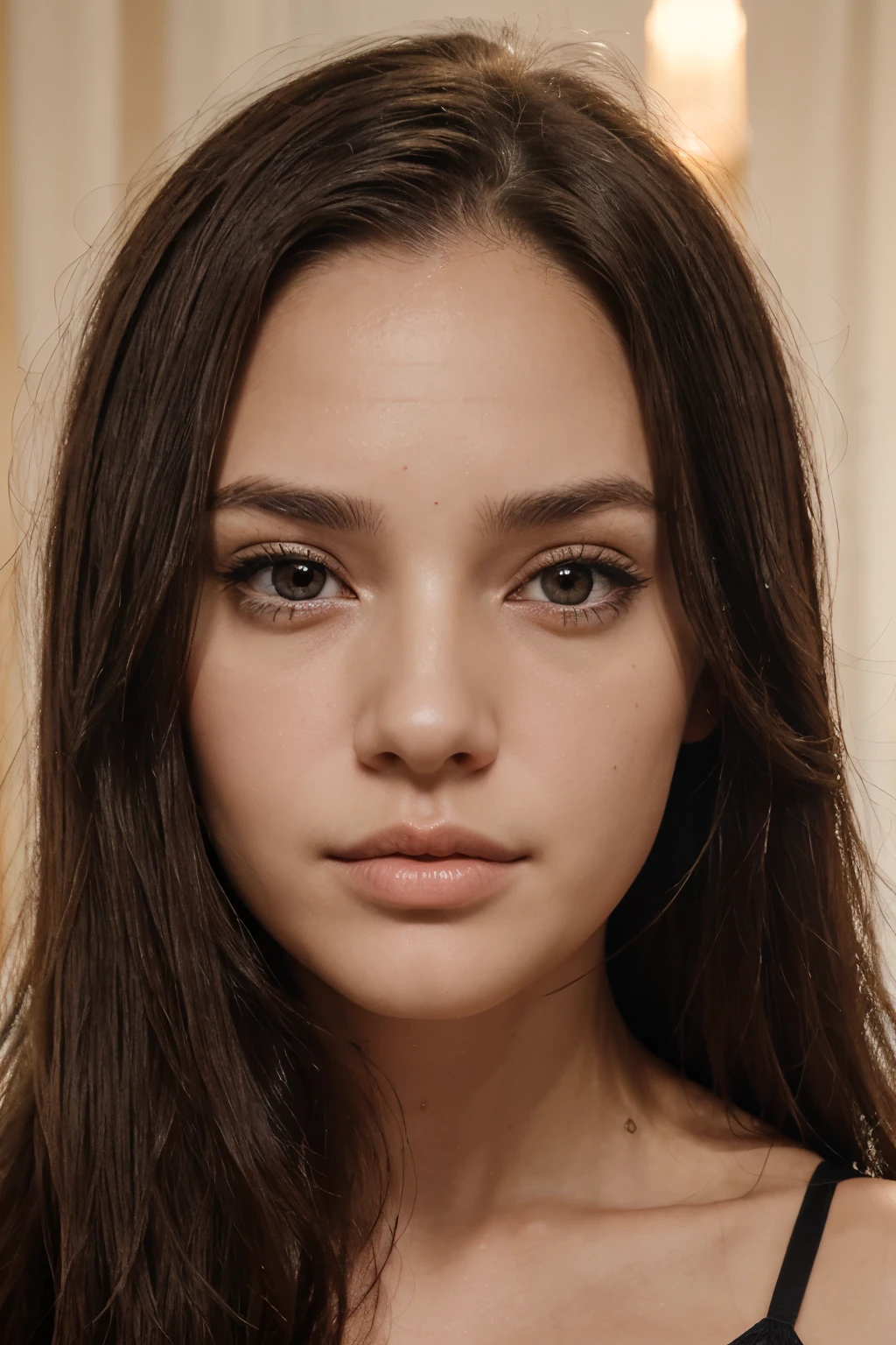 Woman, Straight or wavy hair, Brachycephalic head structure, Straight nose, Lip structure that is not too thin or too thick, Forehead that is not narrow, Facial bones that are not protruding and angular, Eyes that are not too close