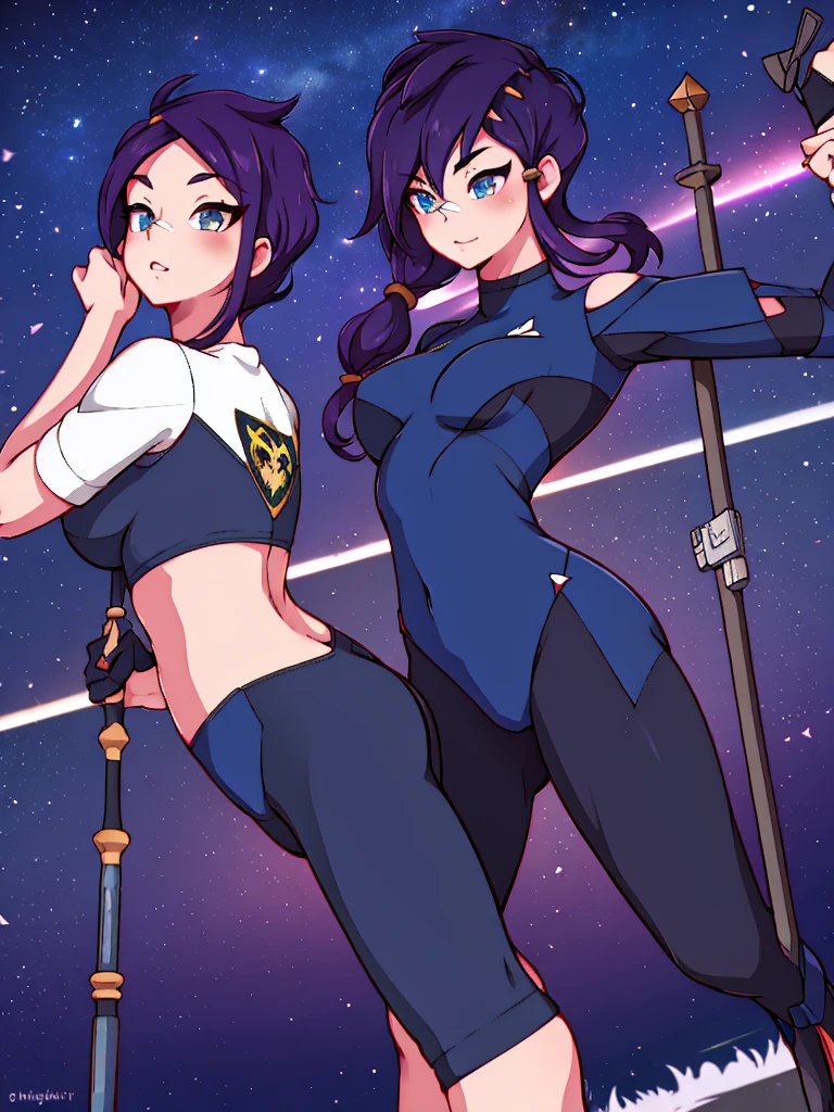 Erisa, tight pants, sportswear, butt, seductive, thick thighs, night sky view, realistic, best quality, masterpiece, ultra detail, ultra high res