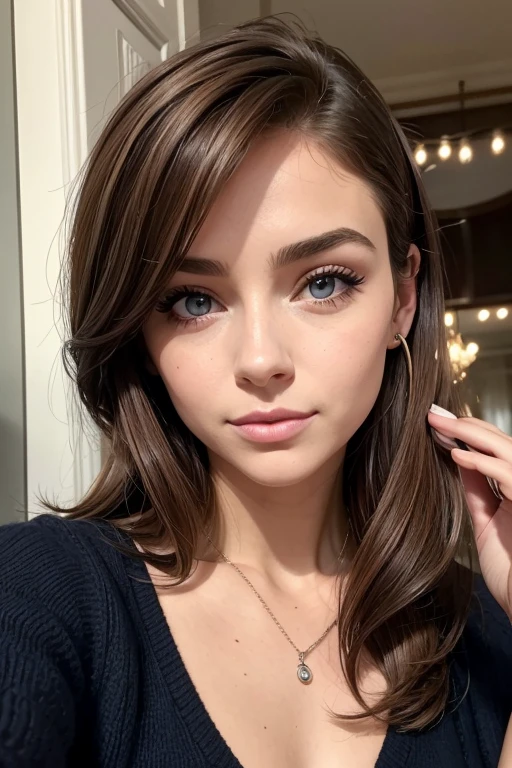 Belle fille, Marron_eyeeautiful mince adolescente de 18 ans, cheveux color [Brown highlights cheveux], [Pixie undercut] cheveux)), boucles d’oreilles, lèvres, Réaliste, taille étroite, charmant, pink lèvrestick, maquillage coloré, Cils longs, boucles d’oreilles, porter de l’eye-liner, peau claire, (mignon), (face détaillée), Yeux détaillés, Iris détaillé, se balade à paris avec des amis, hiver , tenu chic hiver