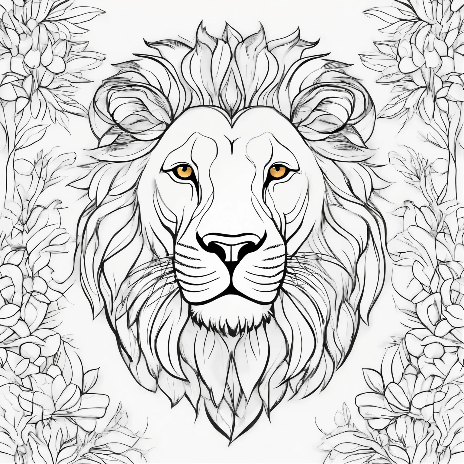 cute lion,Minimalism,draw line, The line closes，vector, .svg, coloring book, Coloring book page style, Black outline on white background