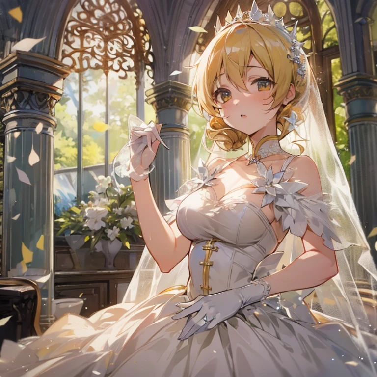 1 girl, perfect lighting, 8K, 1080P, mami tomoe, wedding dress