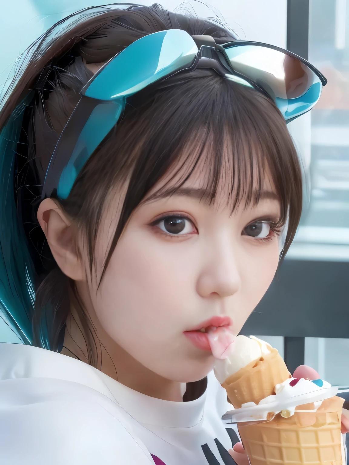 deepthroat, girl eating ice-cream,  face stained, hatsune miku, sucking ice-cream,  (8k, RAW photo, best quality, ultra high res, photorealistic, masterpiece, ultra-detailed, Unreal Engine)