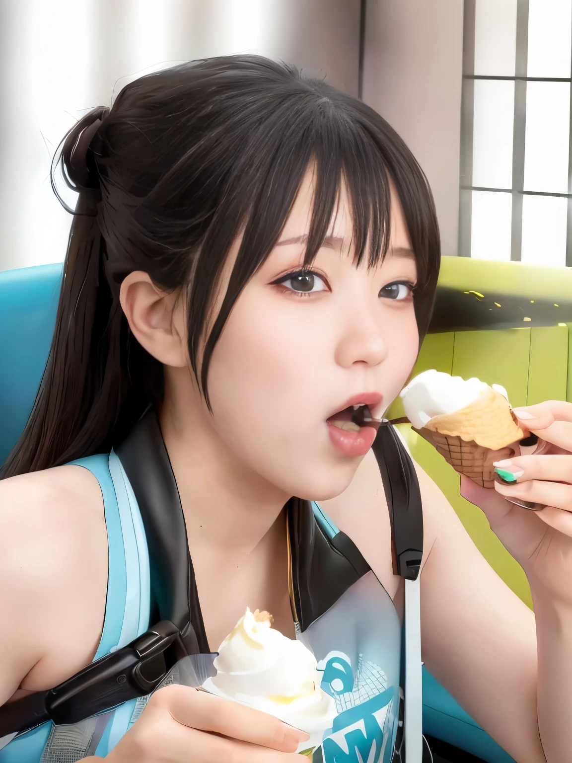 deepthroat, girl eating ice-cream,  face stained, hatsune miku, sucking ice-cream,  (8k, RAW photo, best quality, ultra high res, photorealistic, masterpiece, ultra-detailed, Unreal Engine)