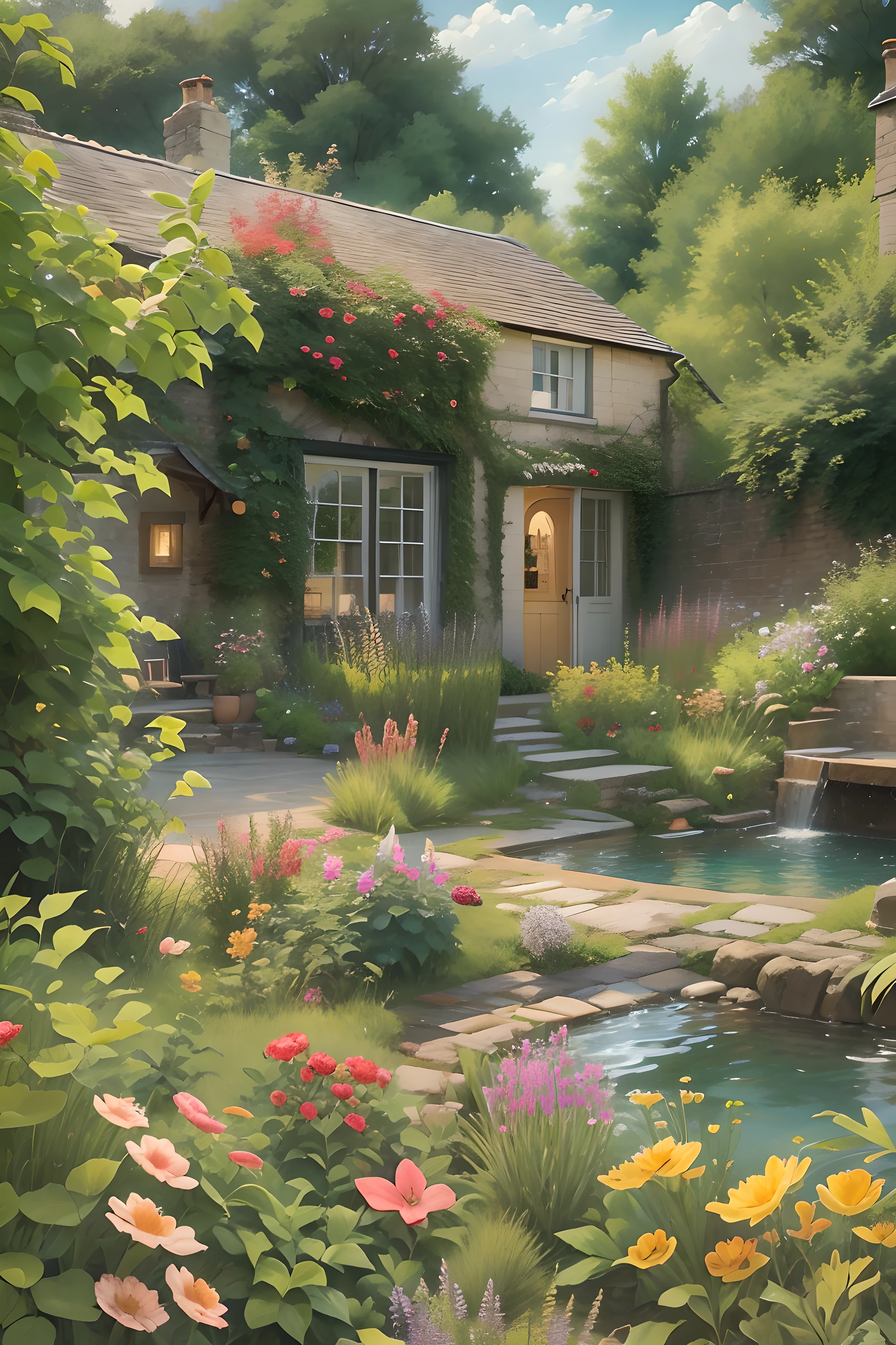 Holiday villa, pool, tropical garden