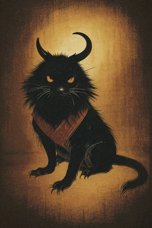 ((jumpscare)), Outline warm color, ((festival)), ((Chojugiga)), ((Shihon Bokuga)), antique, (anthropomorphism), (Sumi-e), Monochrome art, (Old paper style illustration), (hunting paintingural style, Little monster, old performance, variational pointillism, flat illustration, eerie, horror elements, eerie worldview, (primitive art), Outline warm color, old picture scroll style, old staging, Ancient mural style