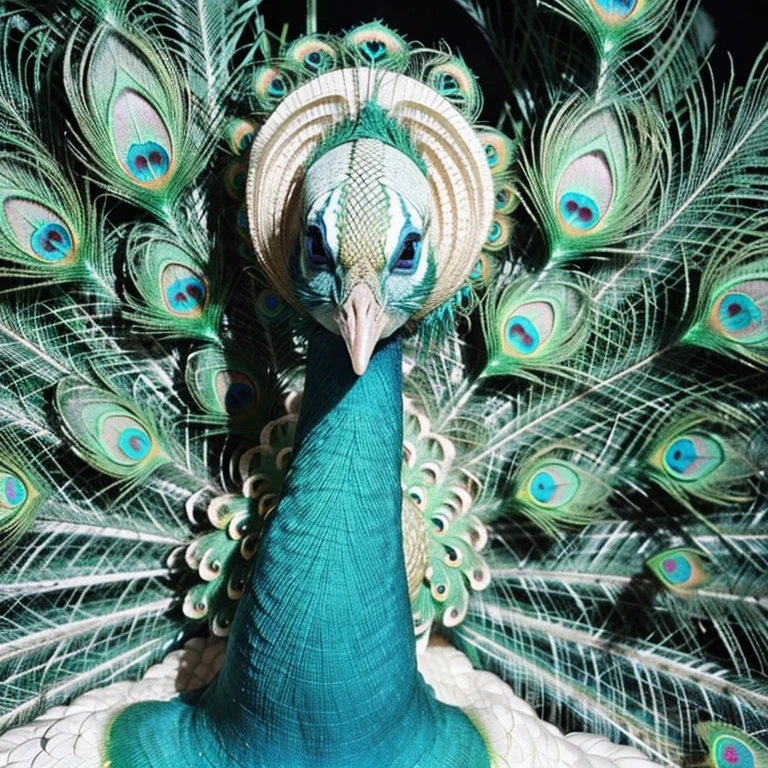 (((best quality, 4k, photo))), (albino peacock emperor)