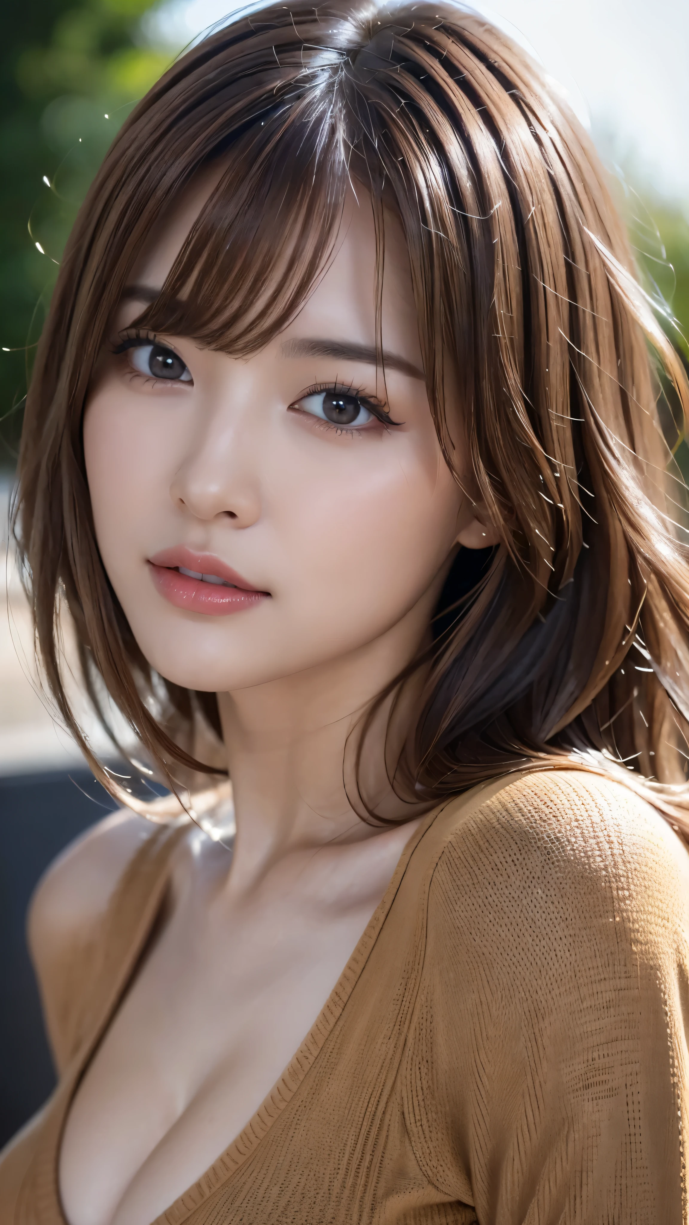 8k, highest quality, masterpiece, Realistic, Realistic, Very detailed, Natural light, Highly detailed face and skin, Fine grain, Highly detailed face and skinの中間ショット, Beautiful woman staring at camera, Sexy pose, Beautiful Face, Realistic Face, Detailed face, Beautiful hairstyle, Realistic eyes, fine grain, Realistic Skin, Detailed skin, Beautiful Skin, charm, Ultra-realistic, Sexy Cardigan, kind, Brown Hair, Cute Japanese Girl, whole body, Topless, Nipples stick out