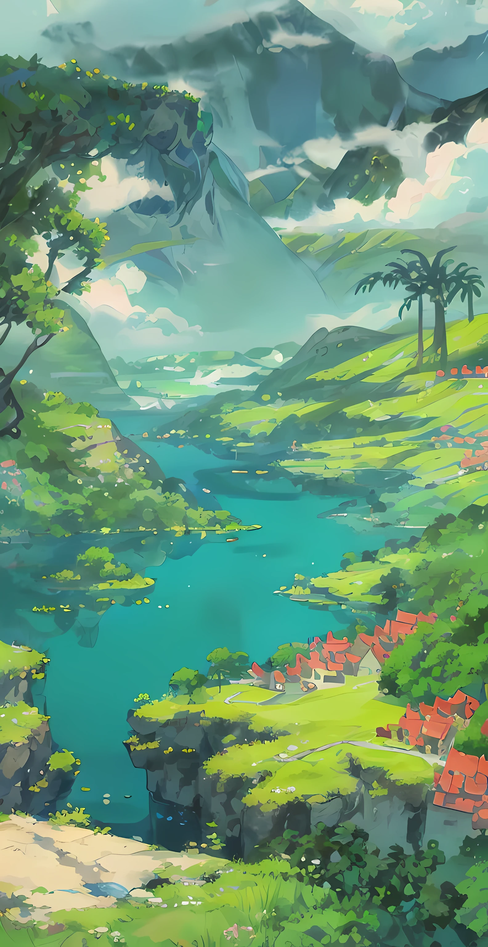 中国archaic, spring, jungle, lake, cave, fall, Tree, grassland, rock,, hot spring, plant,volcanoes,椰子Tree,archaic,jurassic,plant,Rios,grassland,grassland,imagine,Monte,volcanoes,cliff,cloud,Sunlight, water vapor, (illustration: 1.0), epic work, Realistic lighting, HD details, masterpiece, best quality, (Very detailed CG unified 8k wallpaper)