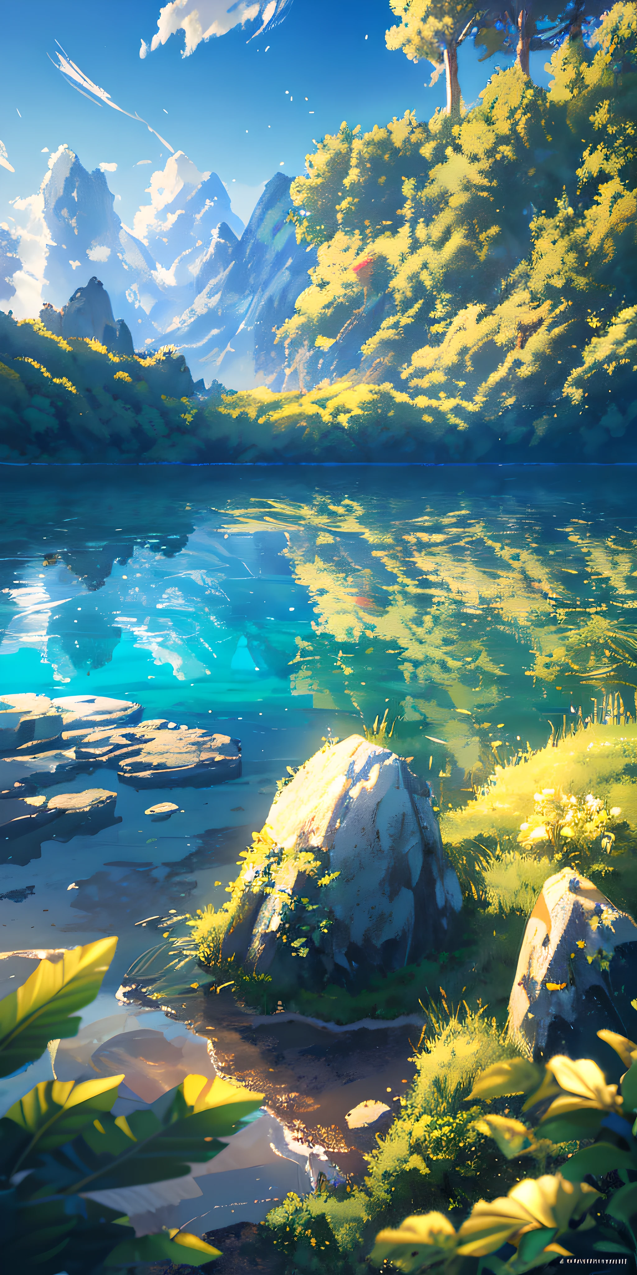 masterpiece， best quality， （Very detailed CG unified 8k wallpaper） （best quality）， no humans，（Best Best Illustration）， （best shadow） nature&#39;， Blue sea， Light tracing， Super detailed， glare， movie lighting， Soft light--v6
