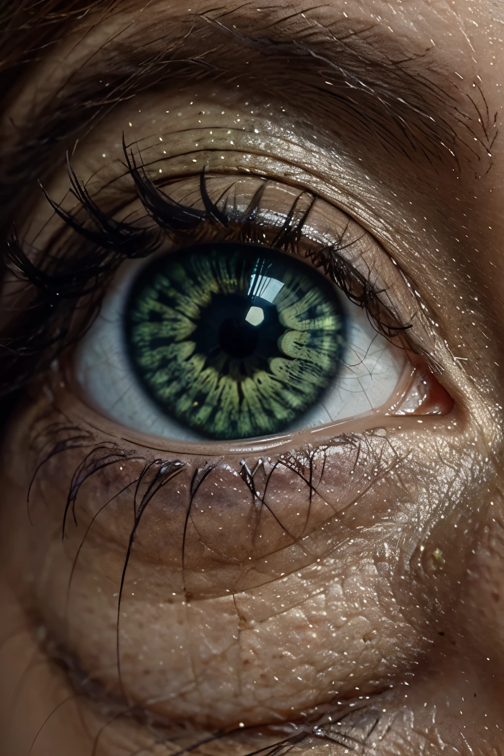 here is the image of a green eye zoomed in, with its iris detailed to resemble the Earth