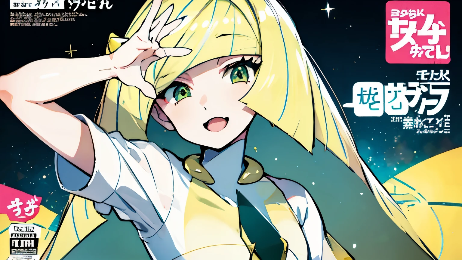 Luzamine、Pokémon、cute、magazine cover、Super high quality、yellowish hair、white clothes