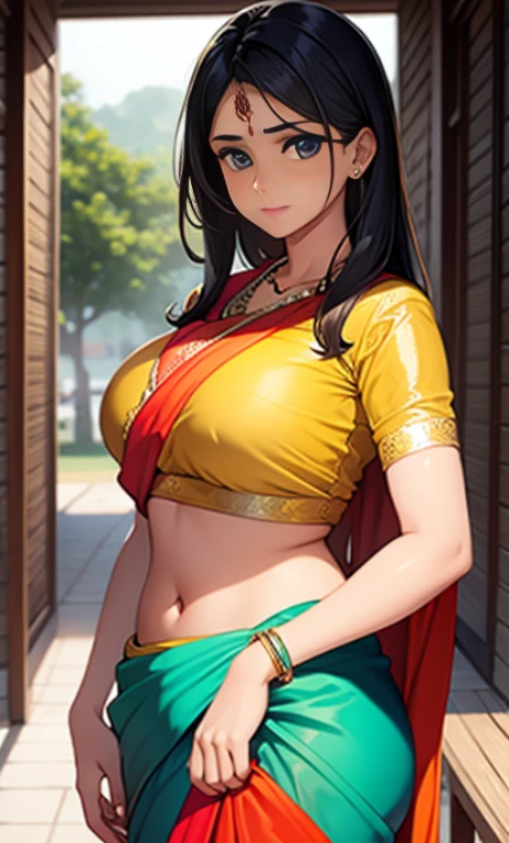 Indian 4 girl in blouse saree big breast