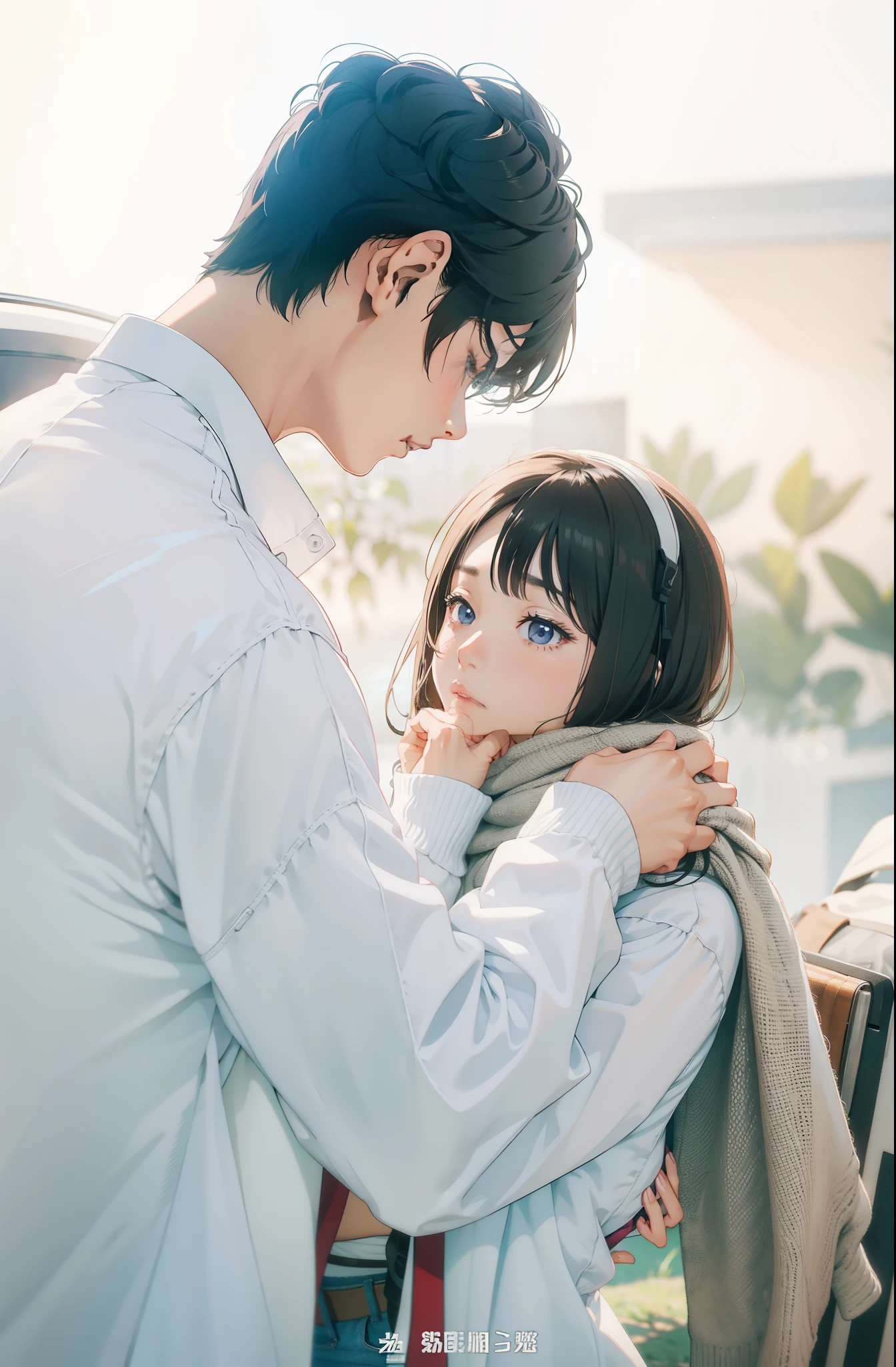 male、woman、look at each other、embarrassing、embarrassed、panic、