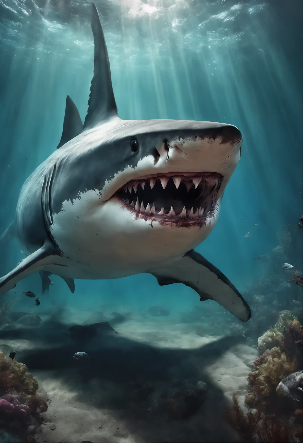 cinematic, under water, shark, undead