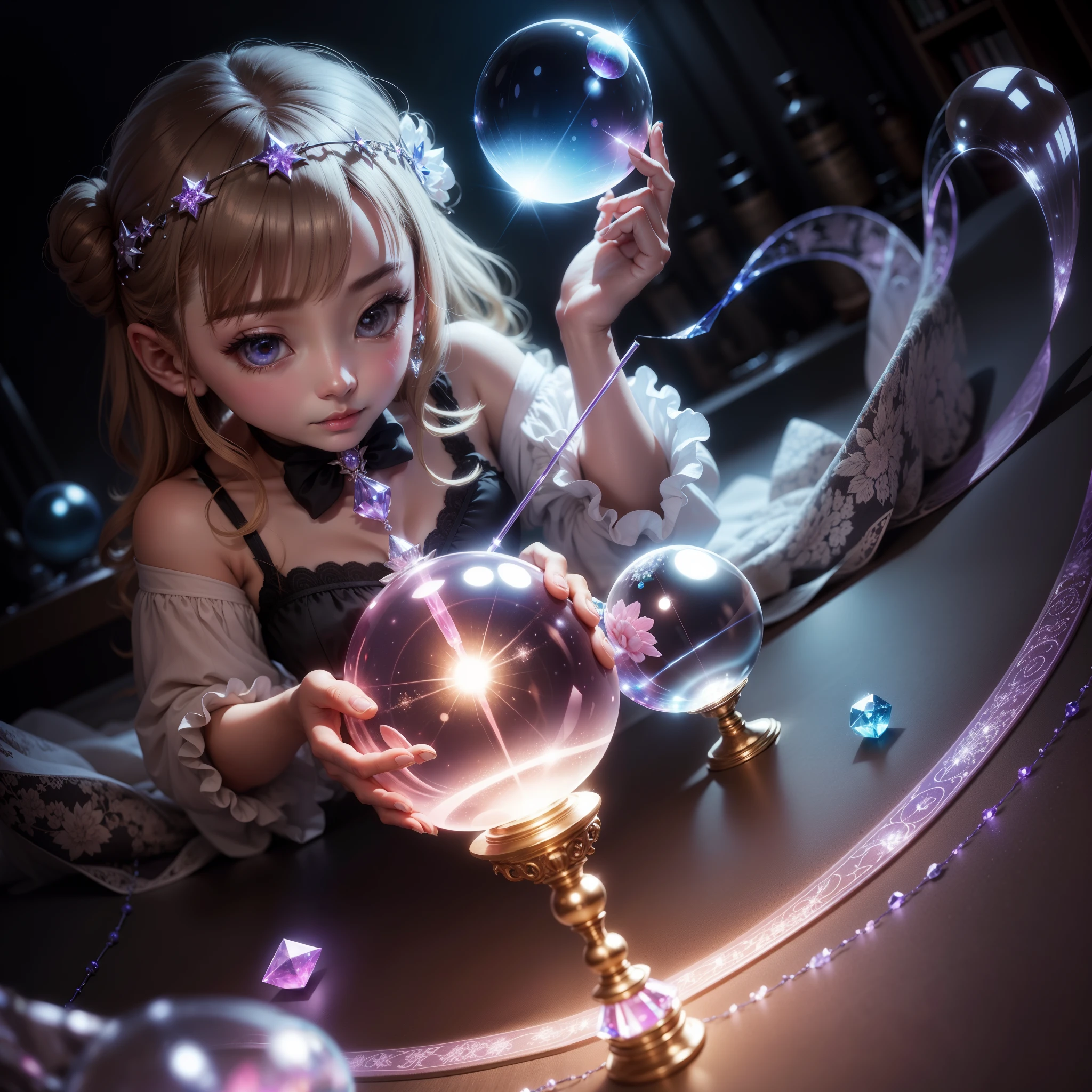 A magic wand with a beautiful crystal ball、