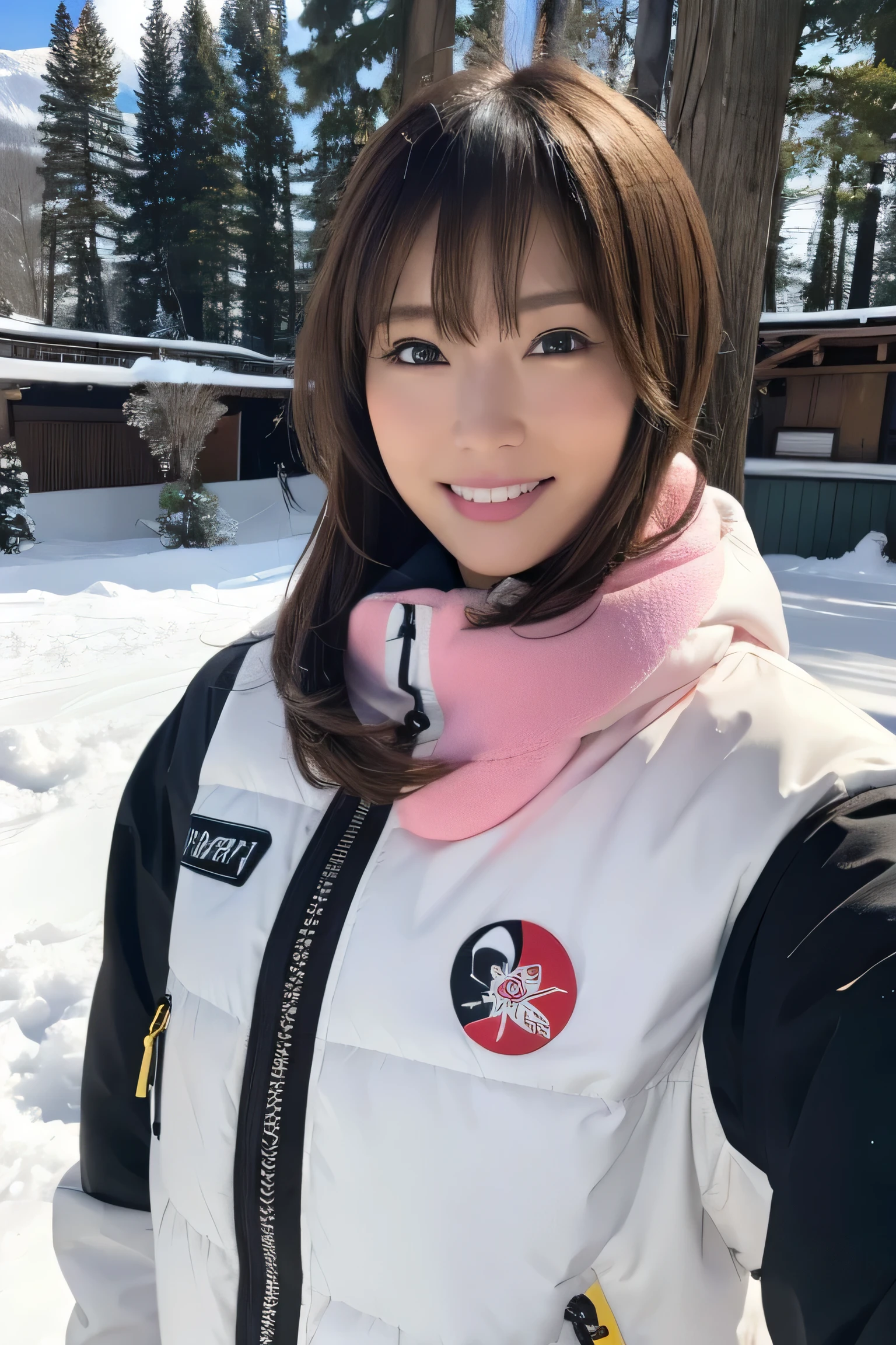 (masterpiece:1.2), Super detailed, ultra high resolution, (realistic, photo realistic:1.37), High-definition RAW color photos, professional photos, highly detailed face, very fine eyes, highly detailed skin, very fine fingers, highly detailed nose, highly detailed mouth, perfect anatomy, highly detailed background, (famous japanese actress:1.2), (Improve:1.3), (flat chest), brown race, black skin, (Snowboard Wear:1.5), Ski resorts, outdoor,