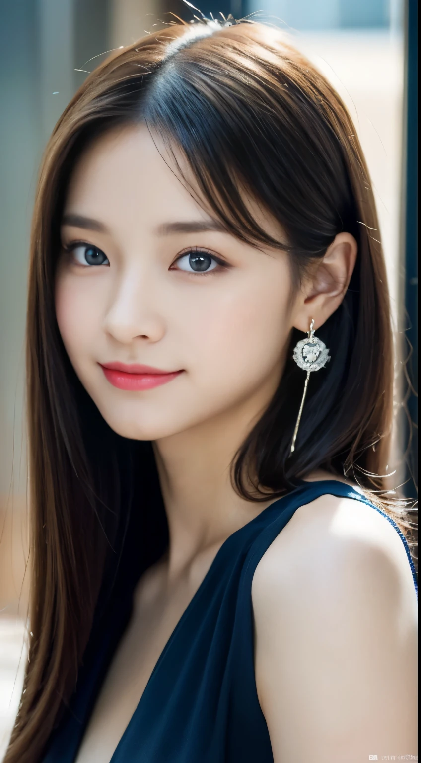 (((32K,very high res, high detailing, highly accurate,Masterpiece Girl 1))),Raw photo & realistic atmosphere,beautiful dark blue eyes,Detailed mouth,Glossy lips,Detailed eyebrows,Soft white skin that shines with every detail,,Eyes drawn in detail、Very beautiful eyes with azure eyes,Detailed lips、Very beautiful face,Very well-formed face、Lifelike face,shiny beautiful lips,Beautiful eyebrows,Infinite reality,Best design,(Insanely cute Japan 20-year-old girl,Very cute beautiful girl,Little Girl:1.5),Best Natural Makeup,Korean Idols,Young sensual idol,Moist eyes,Dark beautiful eyes,Beautiful butt,beauty legs,,camel's foot,:1.3),超A high resolution、,Natural and realistic face,Back lighting,Pure eyes are too cute,(((photorealisim,Photograph the whole body))),,Reality Live Action,(Fashionable earrings,,a necklace, A bracelet,Glossy nail art, Black skirt, Grey hair ornament,Calm and fashionable girl, Wave shortcuts,独奏,Lori,little smiling,full body Esbian,Show full-body fashion:1.7),Night in Seoul