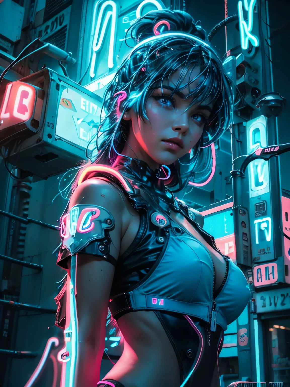 (best quality), (high detail), (perfect body), (beautiful face), (1girl), A beautiful goddess of lightening, (neon electric blue 1:2), wrapped in electric blue lightening, descending through dark clouds, HDR, UHD, 4K, 3D.