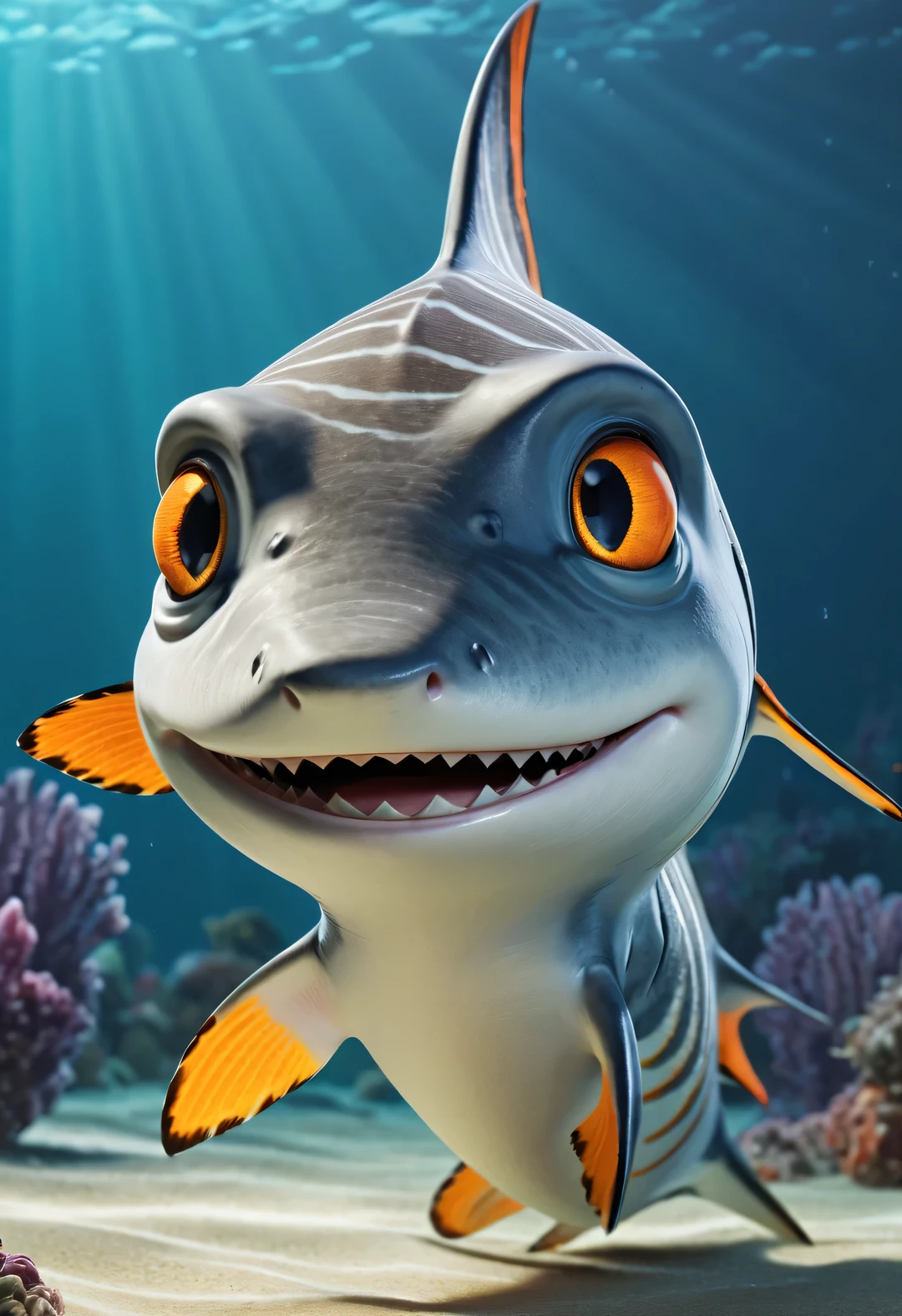 (role conception), Very unified CG design. exist《shark tale》middle, Oscar is a very small fish，Has a silver body and orange stripes. His eyes were big and bright, Always sparkling with wisdom and curiosity. His tail is very powerful, And his mouth is also small, But he spoke quickly, Impressed. His eyes became sharper and more alert, And the orange stripes on his body became more vivid. Oscar is a very unique and interesting little fish