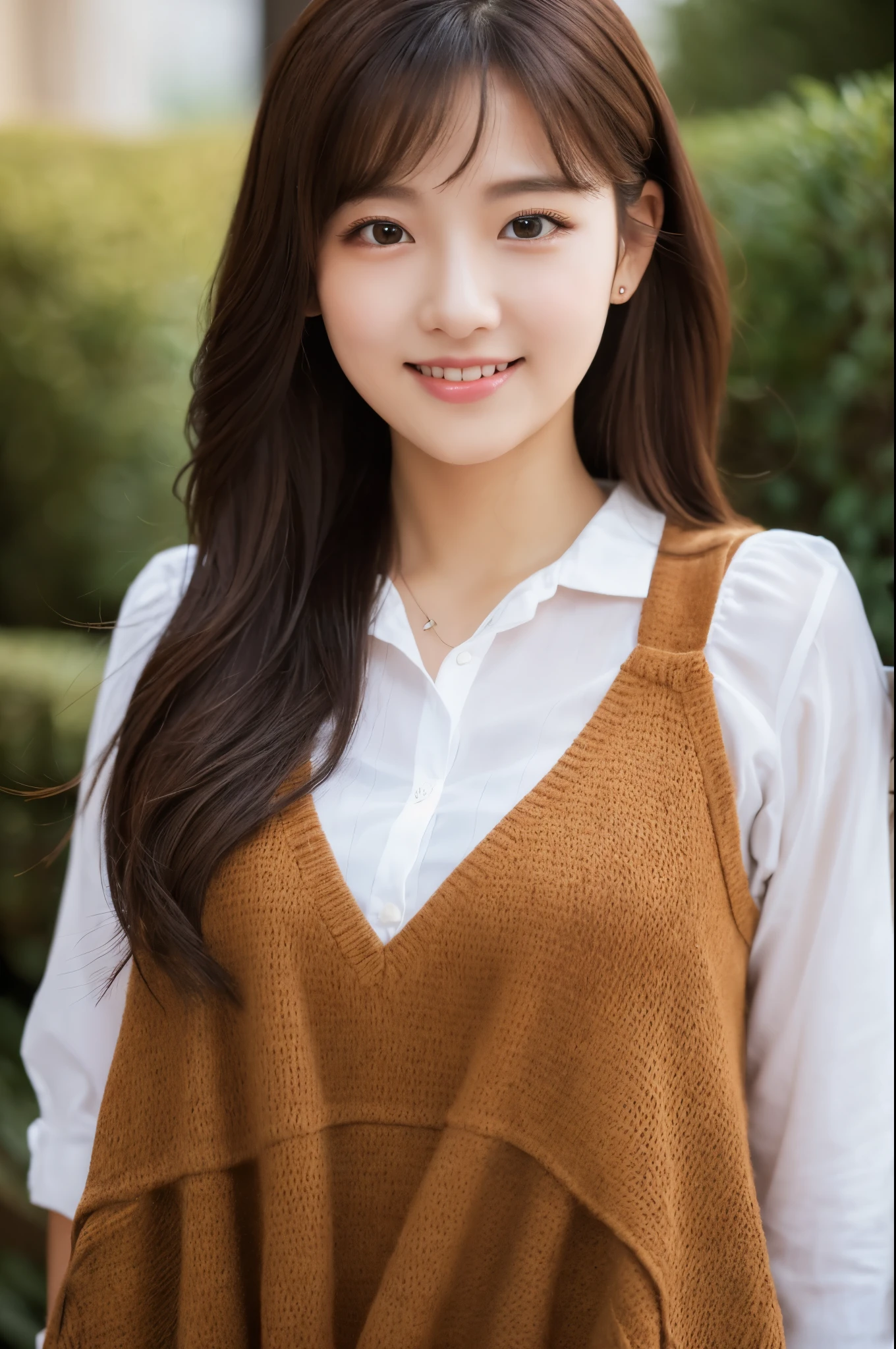 Ulchan-6500-v1.1, (RAW photo:1.2), (Photoreal), beautiful detailed girl, (genuine: 1.4), very detailed目と顔, beautiful and detailed eyes, Mr.々patterned vest、((Are standing:1.3))、(super realistic pantyhose:1.2), (high heels)、(Business service)、(very affectionate smile:1.2)、huge file size, High resolution, very detailed, highest quality, [masterpiece:1.6], enlightenment, very detailed, finely, highest quality, 8k wallpaper, movie lighting, 1 girl, 26 years old, perfect body shape, cute droopy eyes、beautiful big eyes、highest quality, 1 girl, eye shadow, Upper body, portrait, ((full body shot:1.3))、
