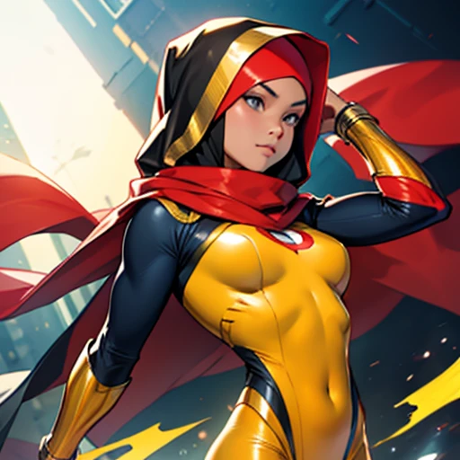 Superhero gold hijab bodysuit malay from Malaysia 
