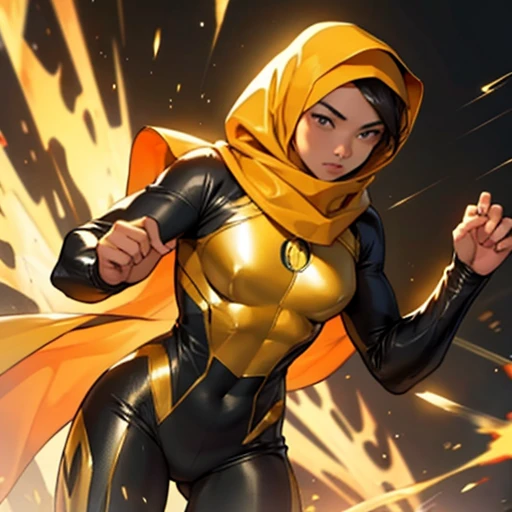 Superhero gold hijab bodysuit malay from Malaysia 