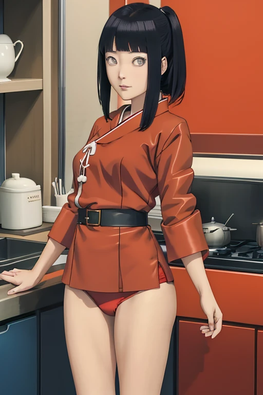 anime girl in red top and panties posing in kitchen, an anime drawing by Jin Homura, trending on pixiv, shin hanga, seductive anime girl, rin tohsaka, top rated on pixiv, beautiful alluring anime woman, fully clothed in red robes, attractive anime girl, anime moe artstyle, in dress, beautiful alluring anime teen