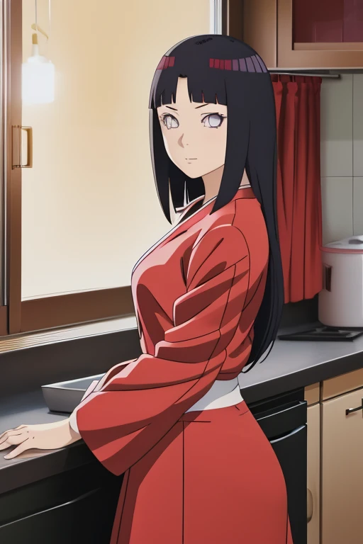anime girl in red top and panties posing in kitchen, an anime drawing by Jin Homura, trending on pixiv, shin hanga, seductive anime girl, rin tohsaka, top rated on pixiv, beautiful alluring anime woman, fully clothed in red robes, attractive anime girl, anime moe artstyle, loli in dress, beautiful alluring anime teen