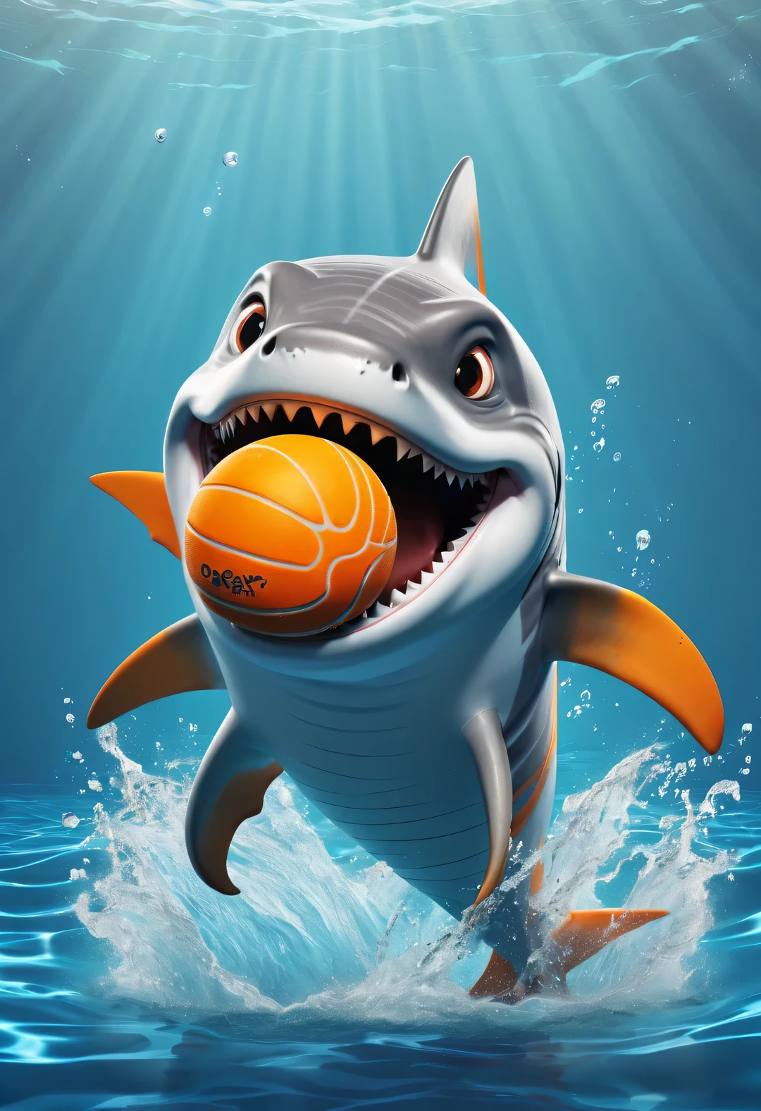 （character idea），Very unified CG design，SpongeBob&#39;sThe big shark Poseidon has a very unique appearance.，Standing height about 2 meters，Weight about 120kg，Strong build，muscular。His skin is dark blue，it&#39;full of spots，These spots are shaped like sponges，His eyes are black，sharp vision，His teeth are sharp and pointy，intimidating，behind head，he has a long fin，His arms and legs are very strong，Claws as sharp as hooks，His tail is big and powerful，So he can swim in the water，SpongeBob海神波塞冬被一层粘稠液体覆盖，This layer of liquid emits weak fluorescence，Make him look more mysterious，His appearance is full of strength and wildness，