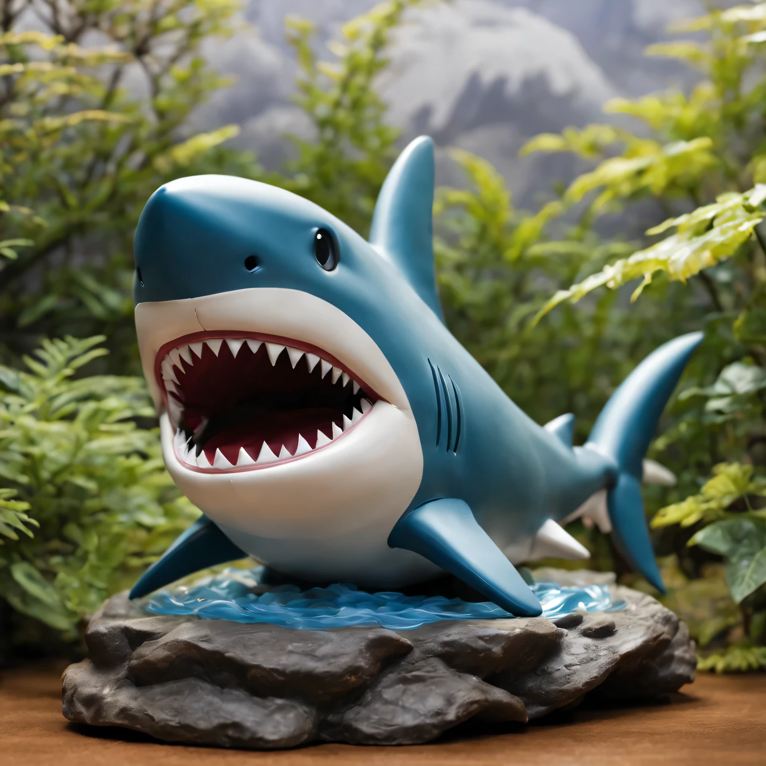 masterpiece, best quality,Blind box toy style, Ghibli style colors, from the side, atmospheric perspective, F/1.8, ultra high definition, masterpiece, precise, high detail, high quality, high resolution, shark, meditation, hands crossed, China Xiangyun, About, flowing,