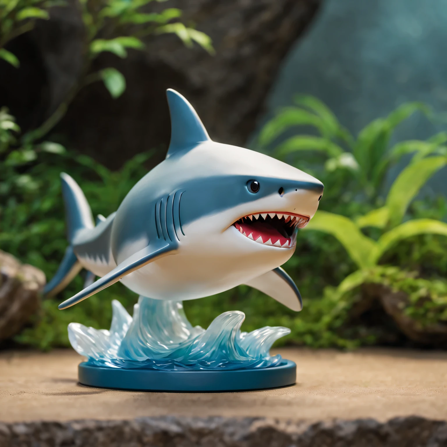 masterpiece, best quality,Blind box toy style, Ghibli style colors, from the side, atmospheric perspective, F/1.8, ultra high definition, masterpiece, precise, high detail, high quality, high resolution, shark, meditation, hands crossed, China Xiangyun, About, flowing,