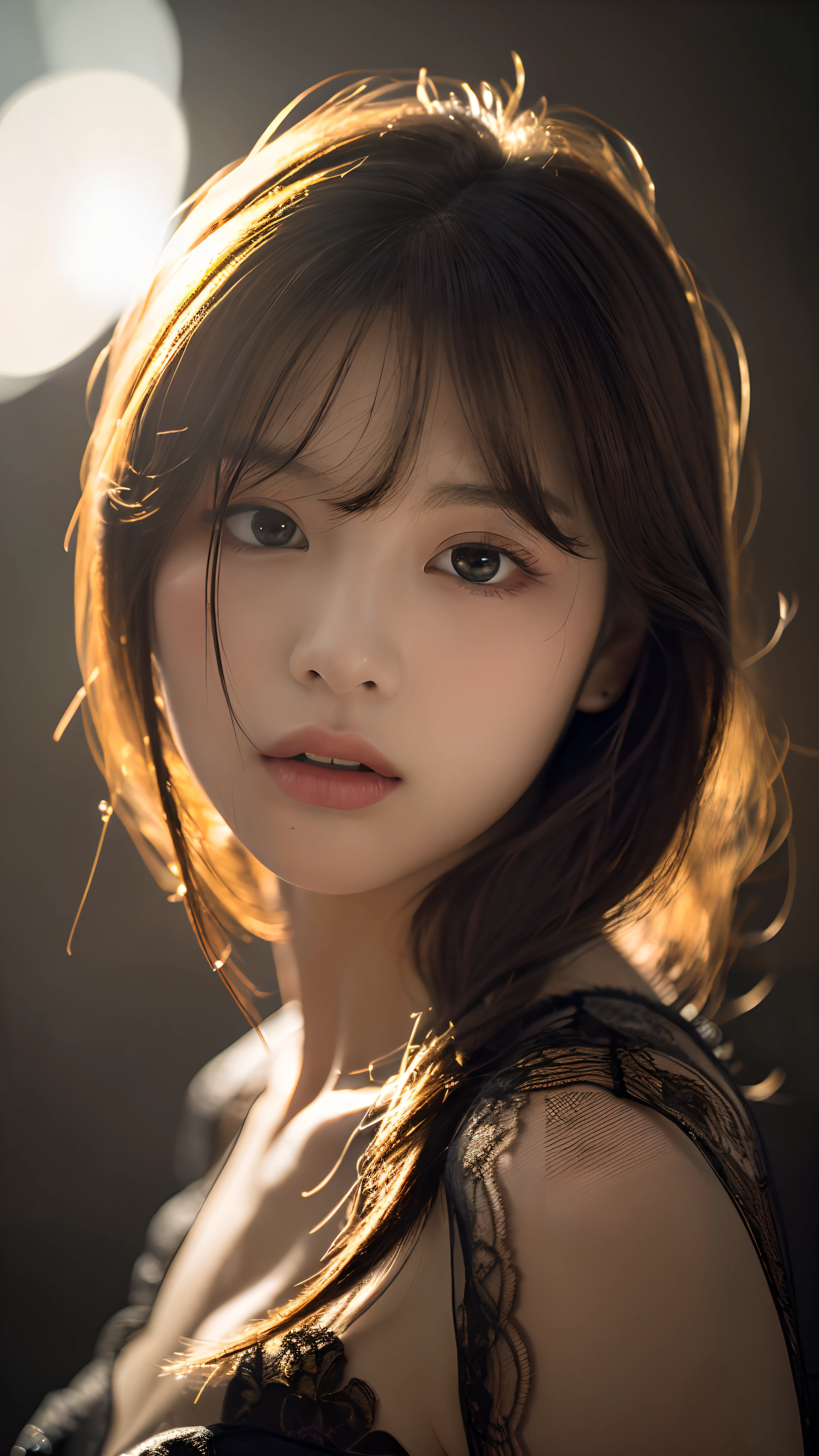 (erotic_Face), 1 girl, Personal photo, Kim Tae Ri, ((pretty korean young Face)), dark (lace dress), (8k HD extremely realistic detailed Face:1.5 (soft scene, very low lightning), Delicate and beautiful reflection pupils, masterpiece:1.3, ultra high definition:1.2, dynamic lighting)