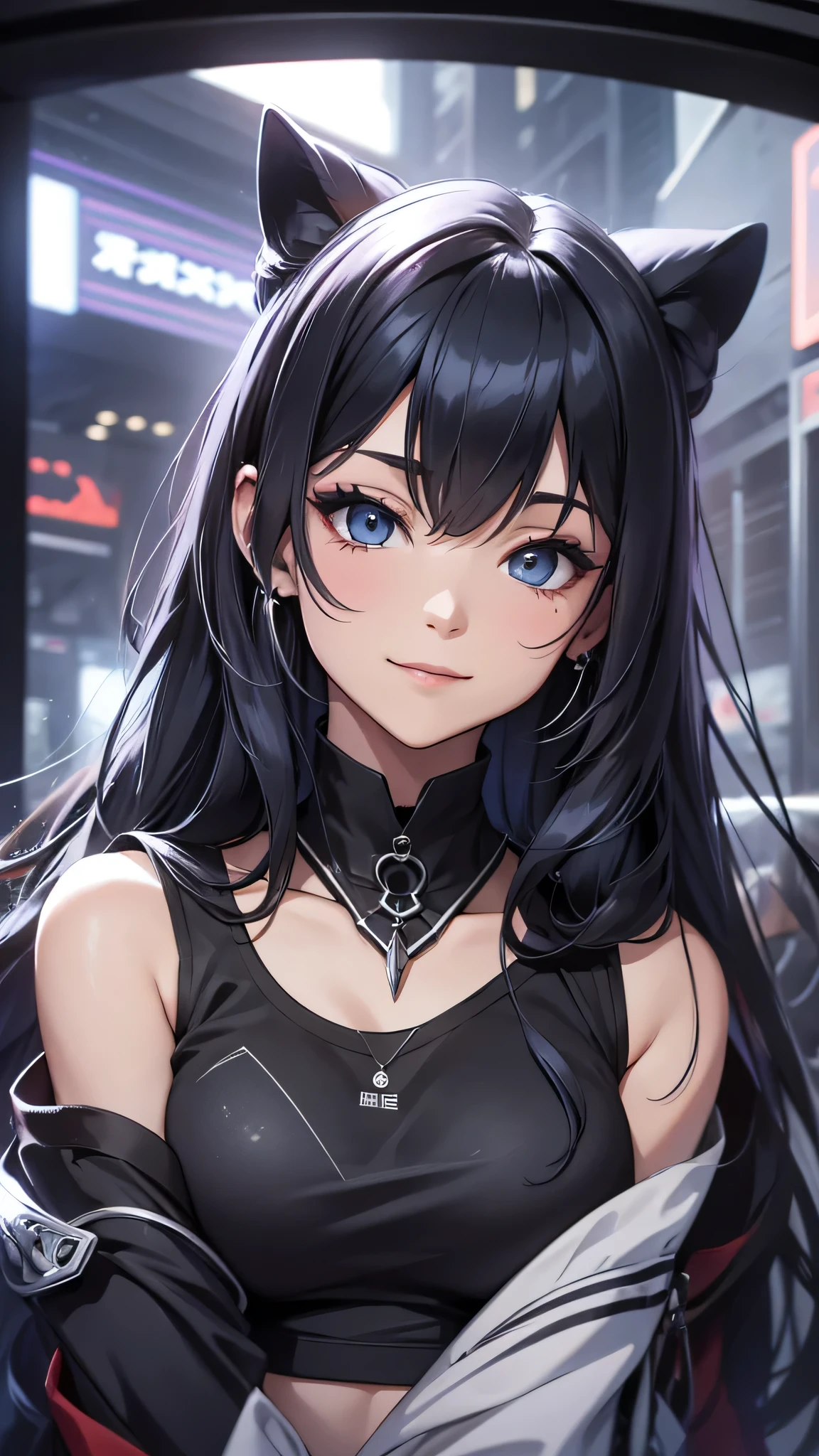 This image is、A very attractive and detailed portrait of a woman.。Below is the detailed prompt for the image。
--- In the center of this image、A young woman is depicted。Her appearance is very impressive、What really catches your eye are her bright yellow eyes.。The eyes emit a strong light、It gives her a mysterious and sharp look.。The contours of her face are soft、Skin is smooth and has a healthy glow。
Her hair is black、Place々Has purple highlights。Long hair、It flows naturally like waves.。Some of her hair hangs down the side of her face.、Overall無造作なスタイルが強調されています。Her attire is casual and、She is wearing a purple tank top and a mini skirt.。This outfit reflects her stylish and contemporary taste.。
She has a tattoo on her arm、There is a large design on the left arm.。The tattoo is carefully drawn in detail.、Emphasizes her personality。Also、There is a small tattoo on his right arm.。She has a black choker around her neck.、The pendant hangs。This accessory adds an edgy element to her overall look.。
She is sitting with her head slightly tilted forward.、The gaze is fixed straight ahead。Although his facial expression is calm,、Gives a confident impression。The background around her is simple.、Designed so that the focus is entirely on her。The background is a light grey color.、It brings out her vibrant colors。
Overall、This image is非常にディテールに富んでおり、Character personality and style are emphasized。Her unique fashion sense and tattoos、It brings out her strong personality and modern appeal.。It is a work that perfectly combines modern and artistic elements that users love.。