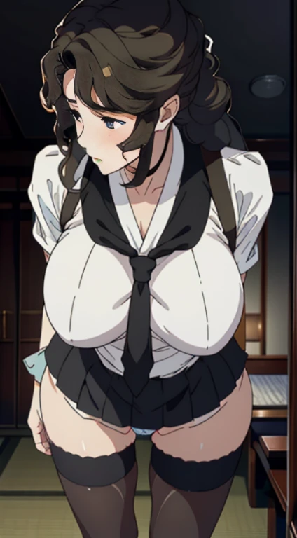 1female，25 age old，Large breasts，Pornographic exposure， 独奏，（Background with：ports，coniferous forest，at winter season，Snow on the ground） with his long black hair， nakeness，比基尼，standing on your feet，Sweat profusely，drenched all over the body，seen from the front， curlies， mostly cloudy sky，（（（tmasterpiece），（Very detailed CG unity 8K wallpaper），best qualtiy，cinmatic lighting，detailed back ground，beatiful detailed eyes，Bright pupils，（Very fine and beautiful），（Beautiful and detailed eye description），ultra - detailed，tmasterpiece，）），facing at camera，A high resolution，ultra - detailed），revealing breasts，Bare genitalia， Bulge，Camel toes，Raised sexy，Flushed complexion，Open-mouthed，frontage，Japanese high school  girl（Wearing：White shirt，black necktie，JK skirt，Pantyhose）