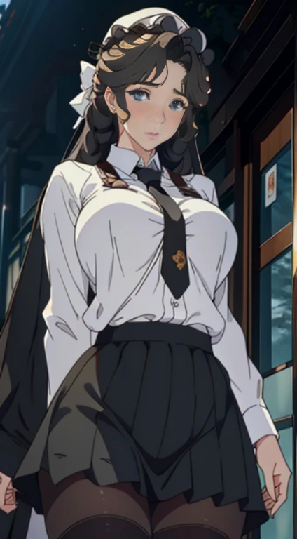 1female，25 age old，Large breasts，Pornographic exposure， 独奏，（Background with：ports，coniferous forest，at winter season，Snow on the ground） with his long black hair， nakeness，比基尼，standing on your feet，Sweat profusely，drenched all over the body，seen from the front， curlies， mostly cloudy sky，（（（tmasterpiece），（Very detailed CG unity 8K wallpaper），best qualtiy，cinmatic lighting，detailed back ground，beatiful detailed eyes，Bright pupils，（Very fine and beautiful），（Beautiful and detailed eye description），ultra - detailed，tmasterpiece，）），facing at camera，A high resolution，ultra - detailed），revealing breasts，Bare genitalia， Bulge，Camel toes，Raised sexy，Flushed complexion，Open-mouthed，frontage，Japanese high school  girl（Wearing：White shirt，black necktie，JK skirt，Pantyhose）