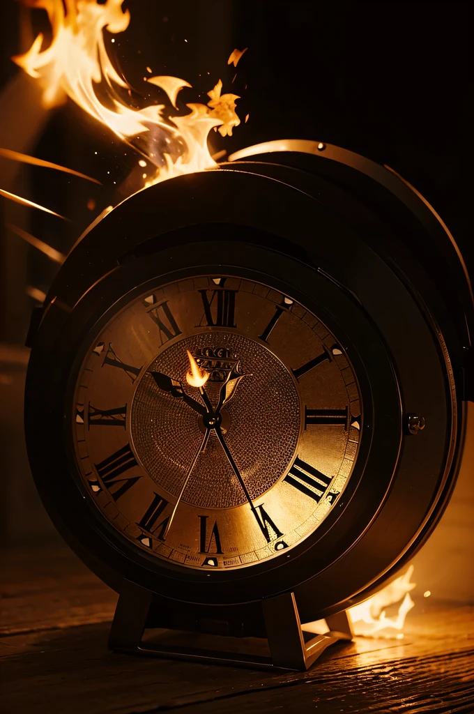 faca uma logo inspiradora com imagens vibrantes, containing a clock and fire