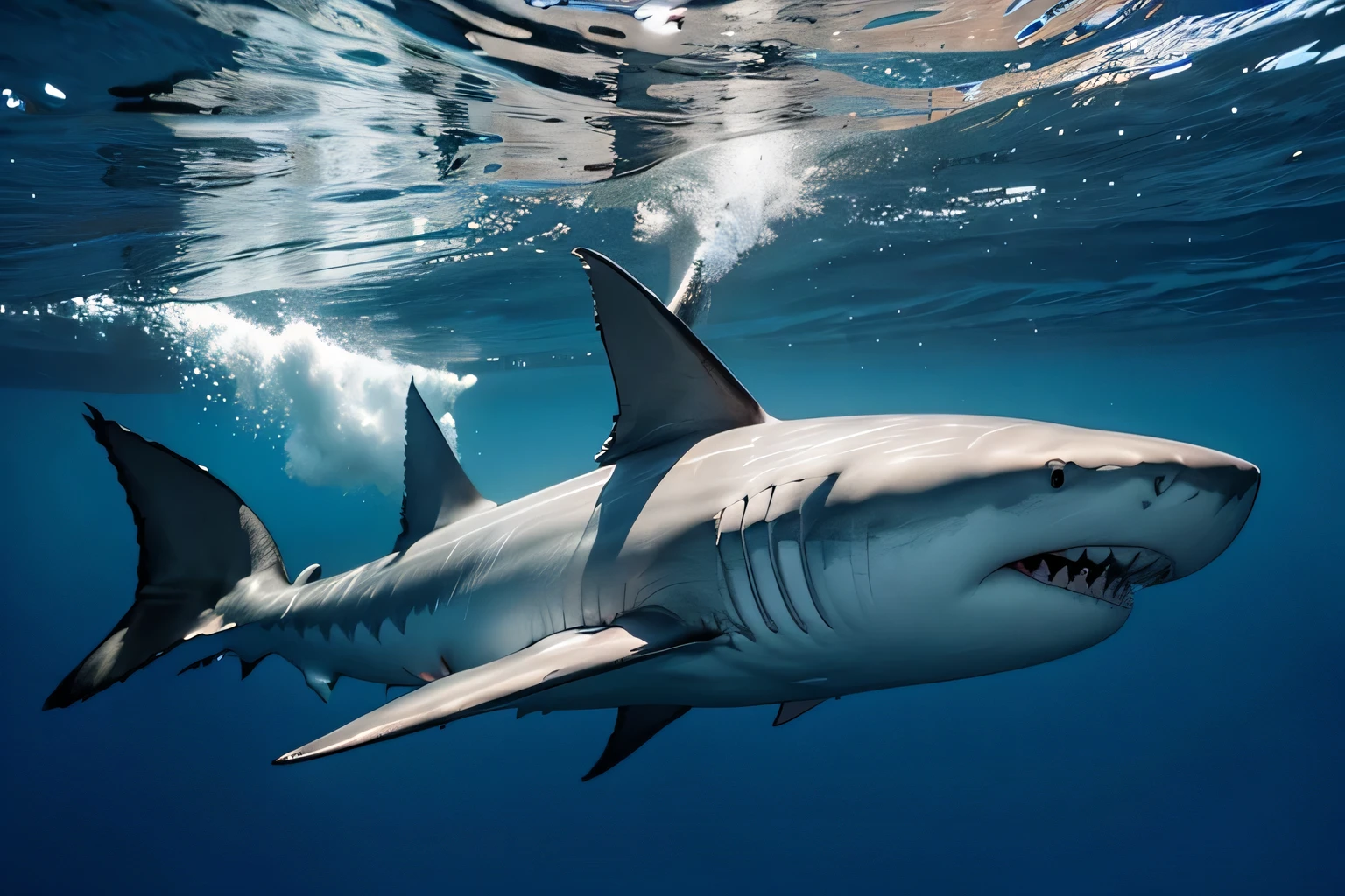 shark,Great white shark,ocean,coral,underwater world,masterpiece,Ultra-clear,soft light,