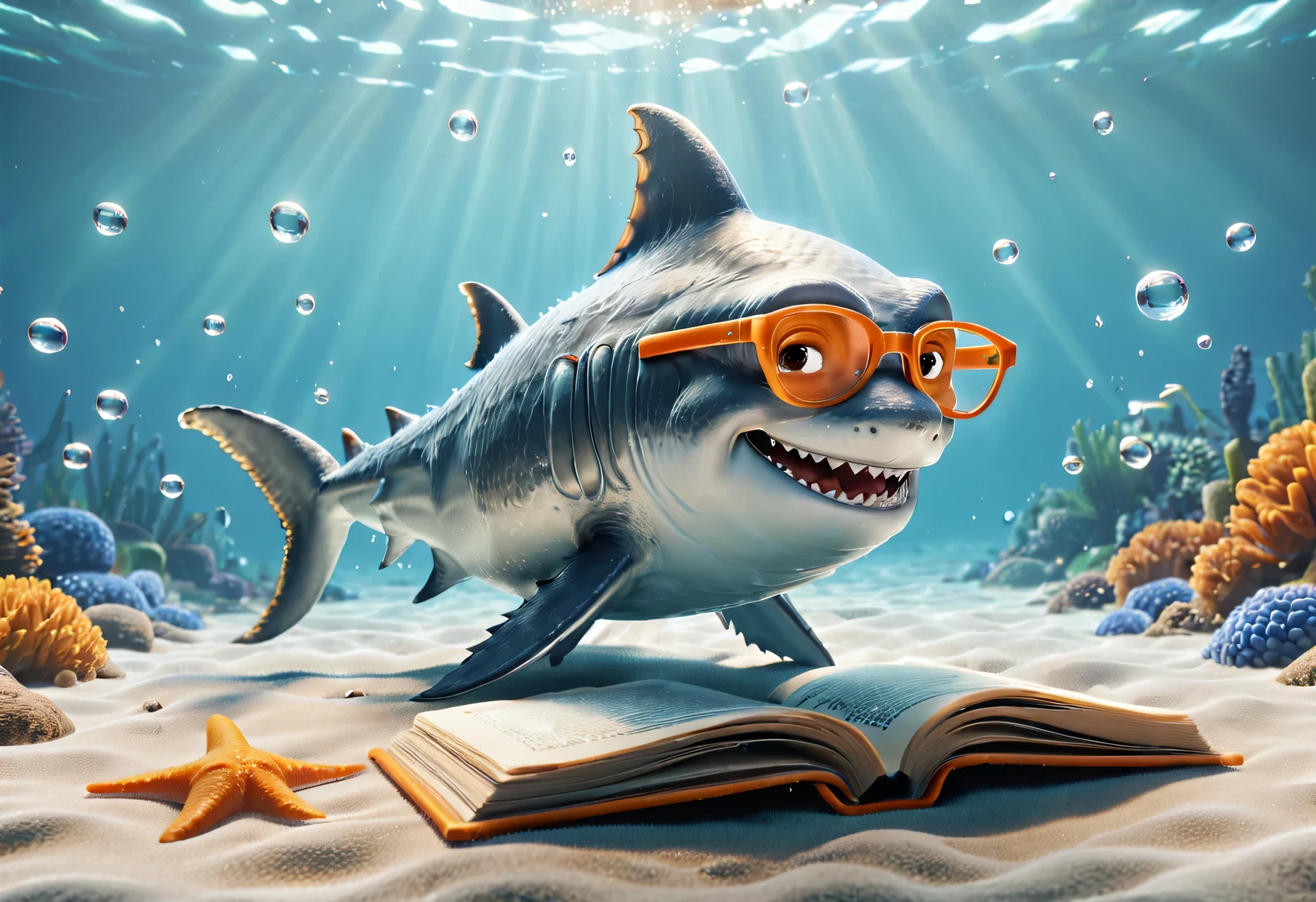 （character idea），Very unified CG design，SpongeBob&#39;sThe big shark Poseidon has a very unique appearance.，Standing height about 2 meters，Weight about 120kg，Strong build，muscular。His skin is dark blue，it&#39;full of spots，These spots are shaped like sponges，His eyes are black，sharp vision，His teeth are sharp and pointy，intimidating，behind head，he has a long fin，His arms and legs are very strong，Claws as sharp as hooks，His tail is big and powerful，So he can swim in the water，SpongeBob海神波塞冬被一层粘稠液体覆盖，This layer of liquid emits weak fluorescence，Make him look more mysterious，His appearance is full of strength and wildness，