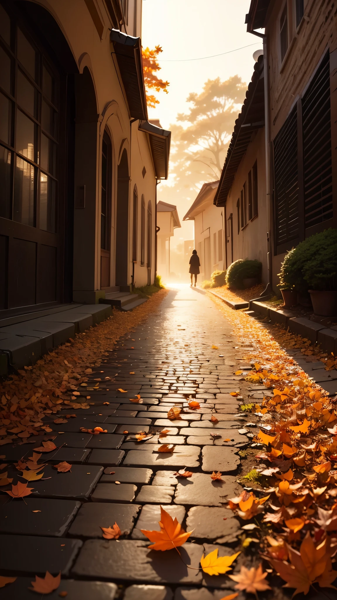 simple_wallpaper, fallen_leaves, silhouette,