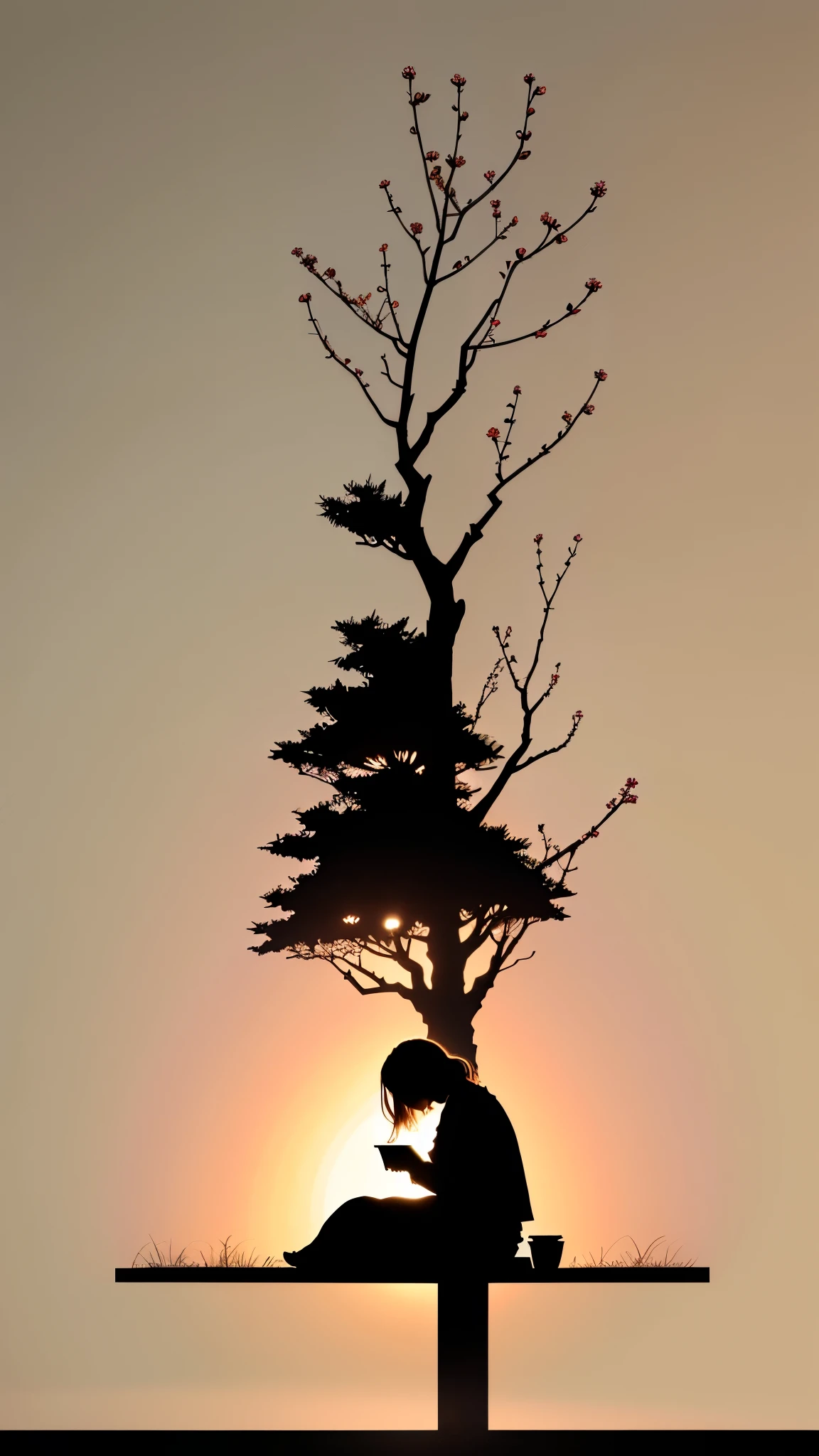 simple_wallpaper, cherry_blossom, silhouette,