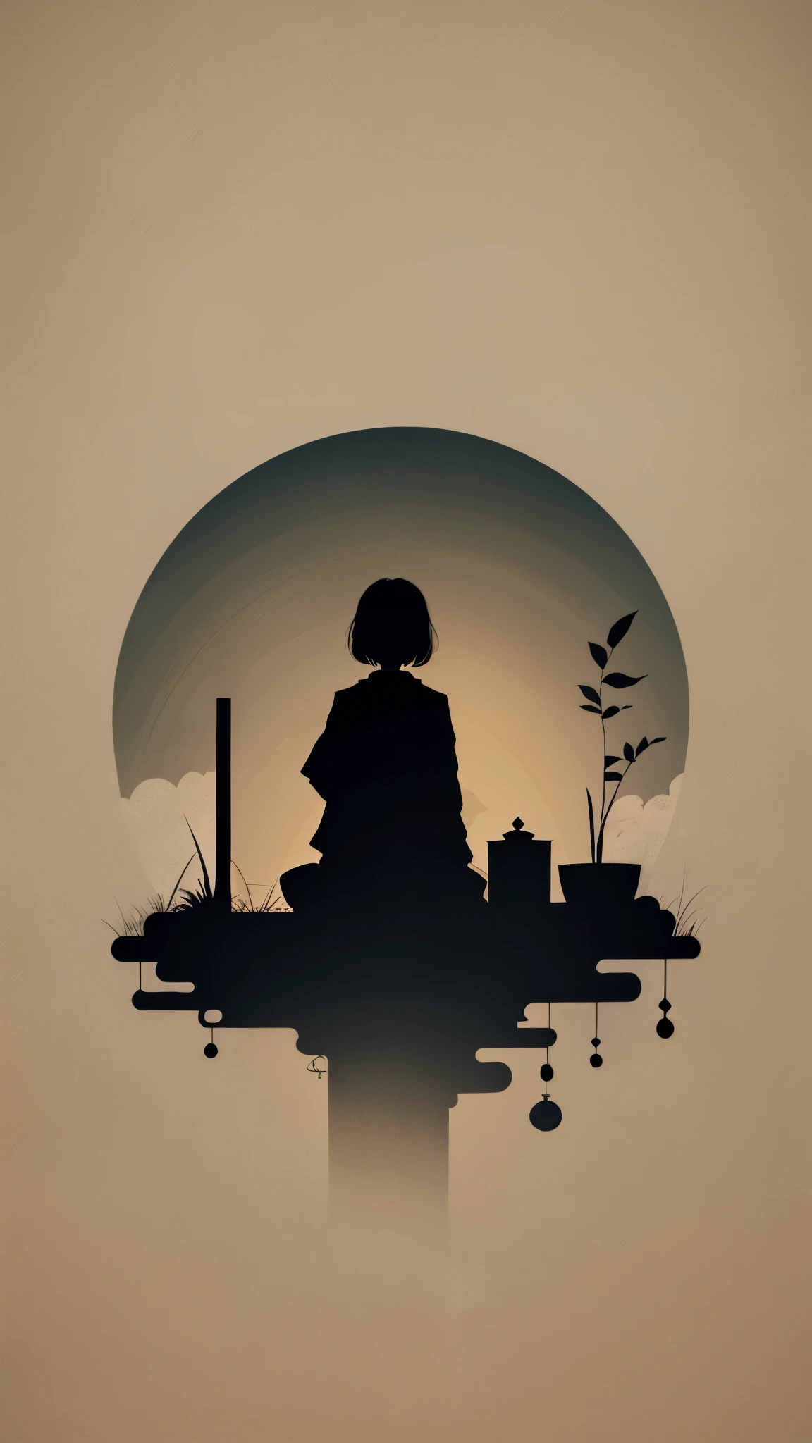 simple_wallpaper, japanese_paper, silhouette,